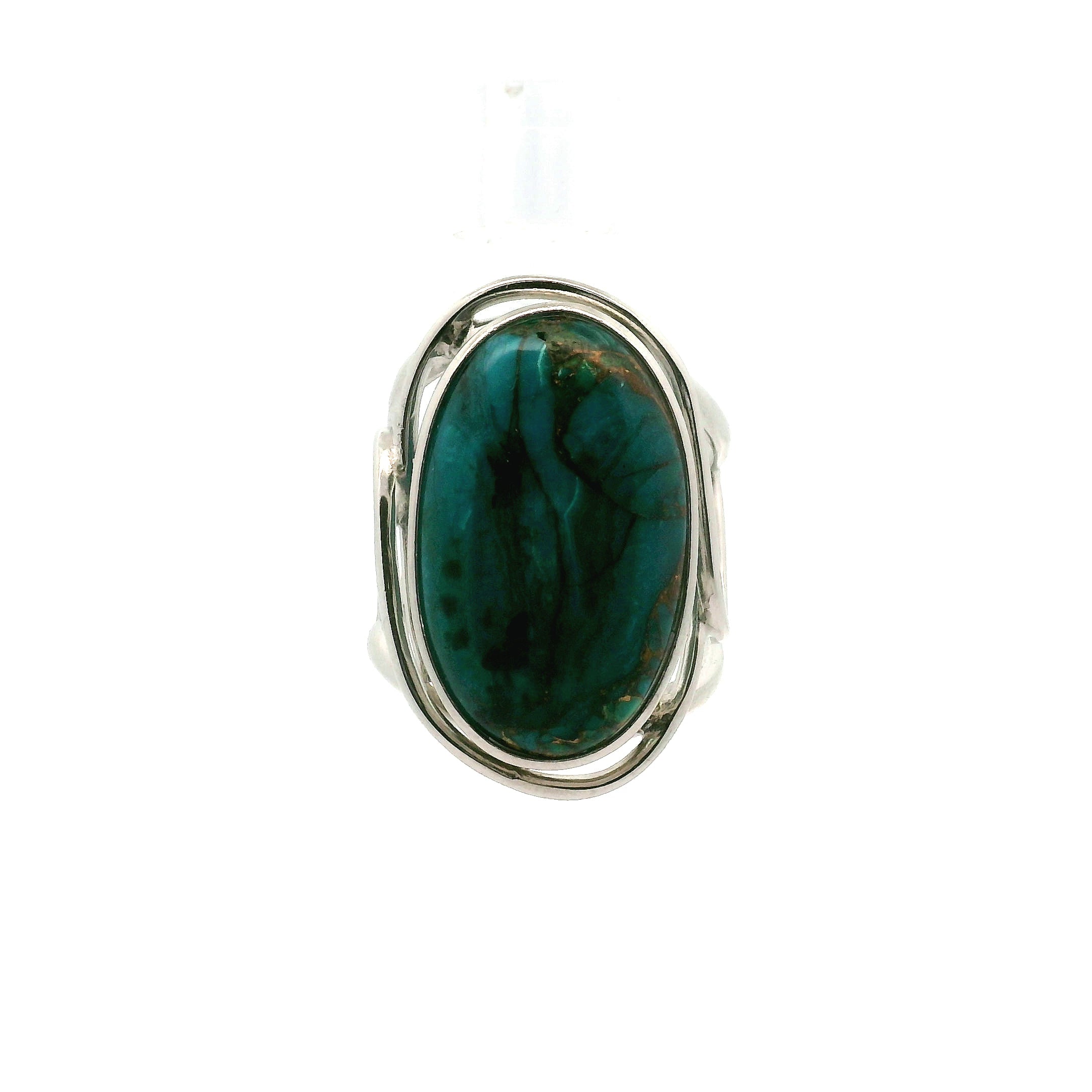Chrysocolla Cuff Ring .925 Silver for Empowerment, Peace and Universal Wisdom, Enhancing Intuition