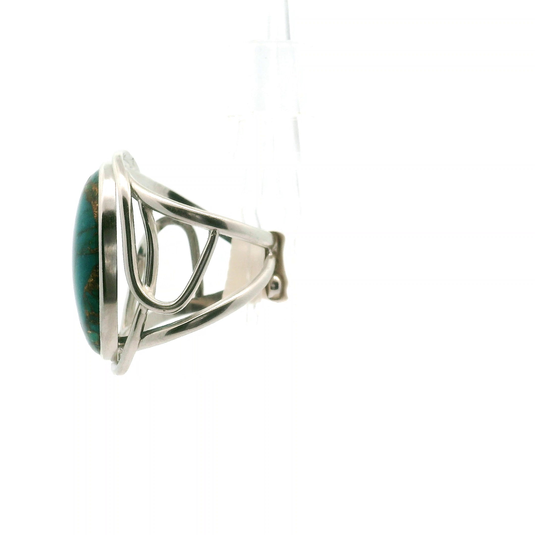 Chrysocolla Cuff Ring .925 Silver for Empowerment, Peace and Universal Wisdom, Enhancing Intuition