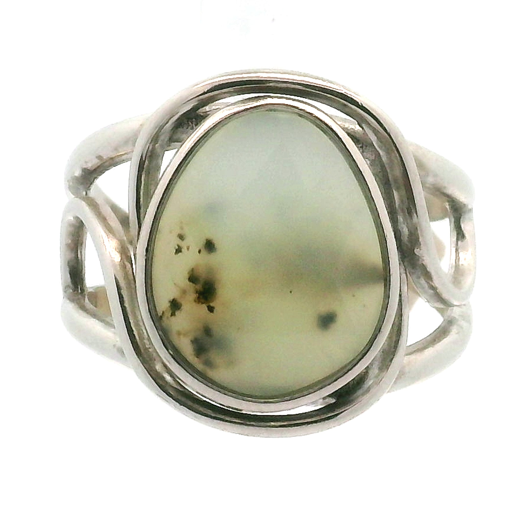 Peruvian Blue Opal Cuff Ring .925 Silver for Encouraging Surrender to the Divine Will