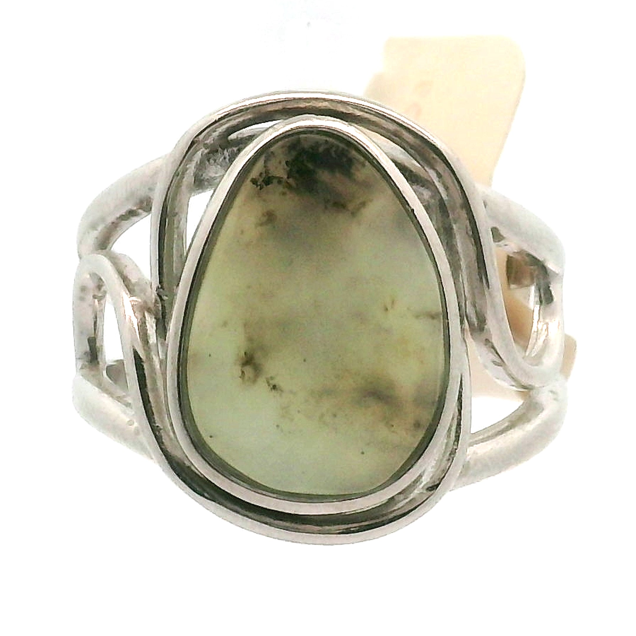 Peruvian Blue Opal Cuff Ring .925 Silver for Encouraging Surrender to the Divine Will