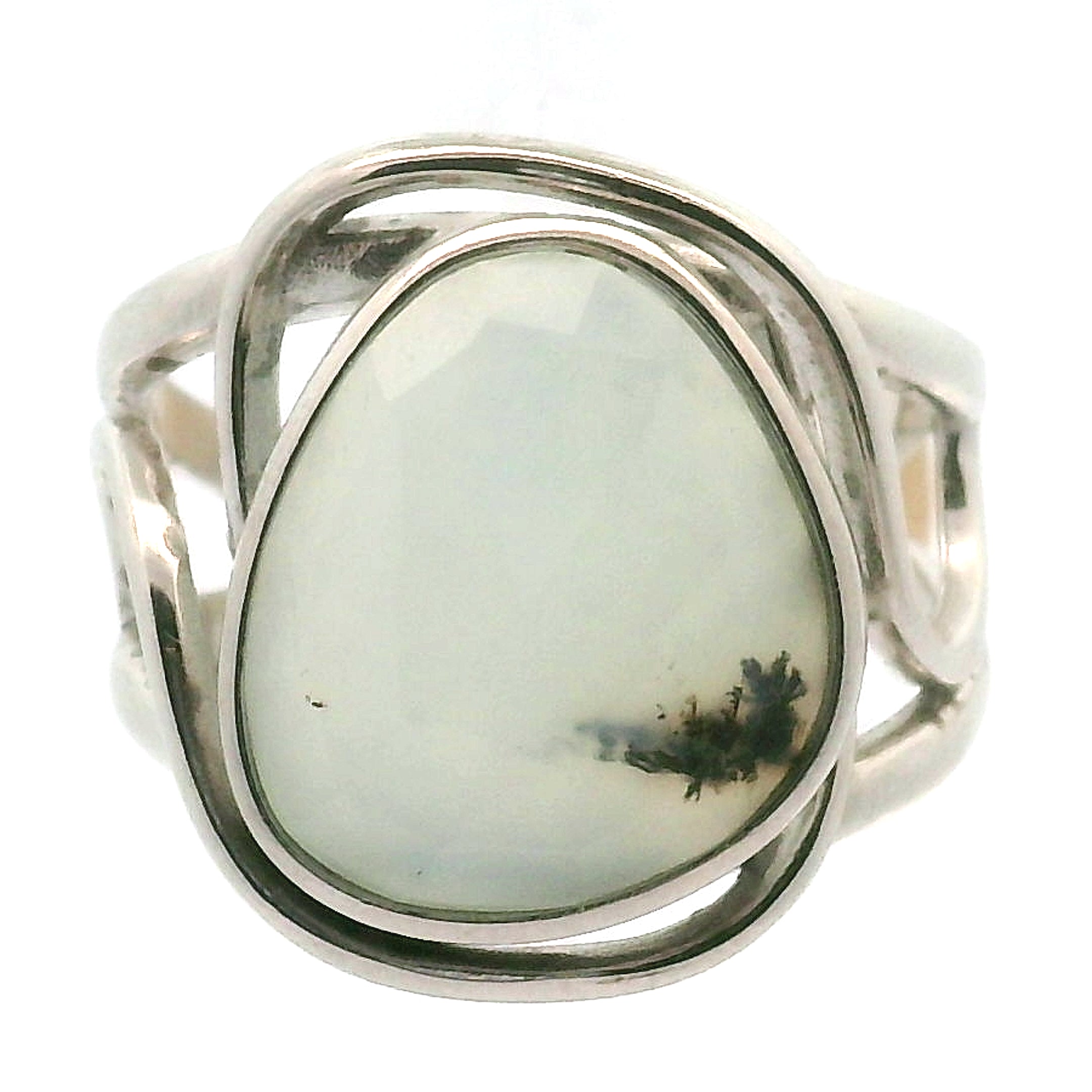 Peruvian Blue Opal Cuff Ring .925 Silver for Encouraging Surrender to the Divine Will