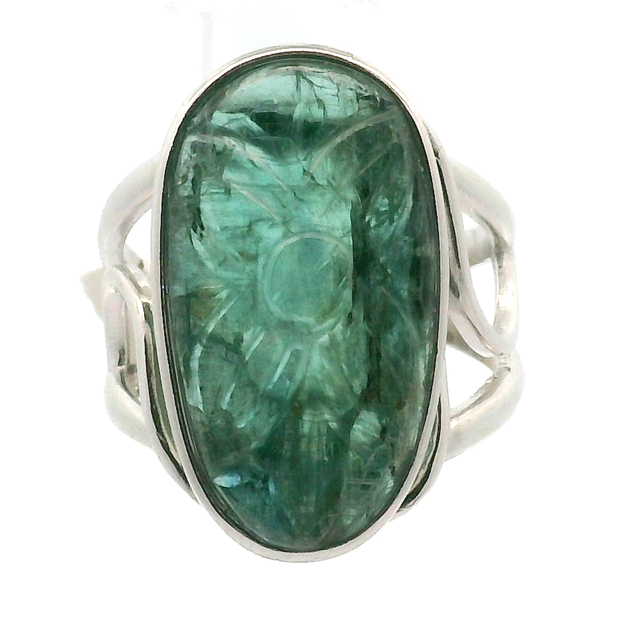 Kyanite Flower Cuff Ring .925 Silver for Energetic Clearing and Purification