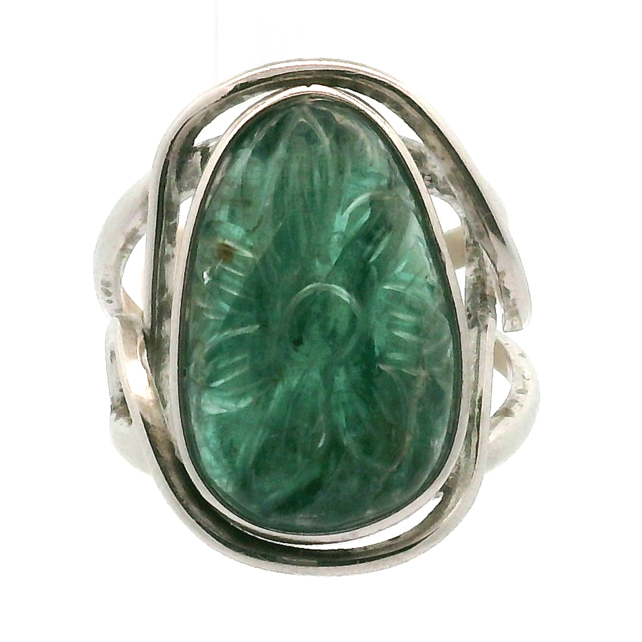 Kyanite Flower Cuff Ring .925 Silver for Energetic Clearing and Purification