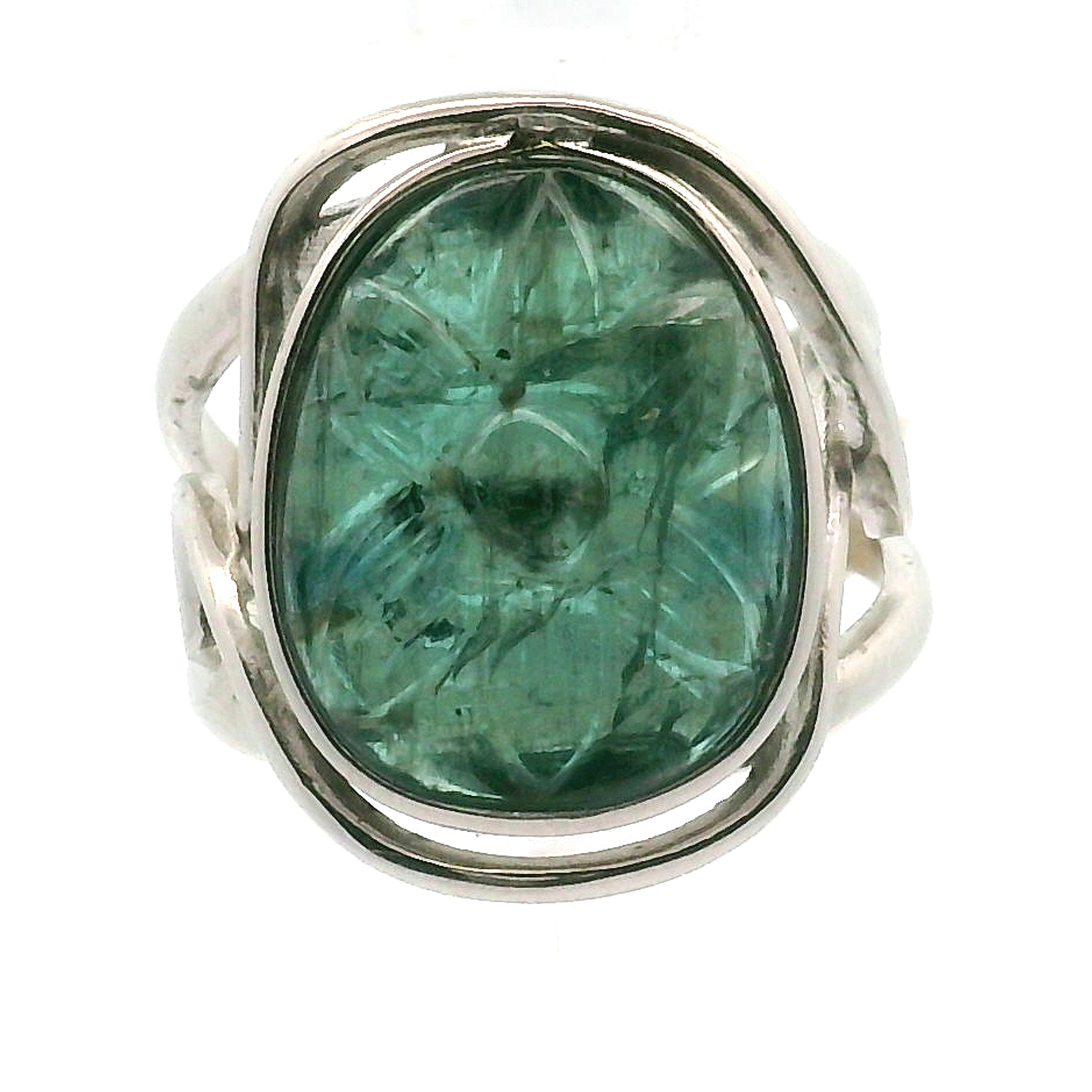 Kyanite Flower Cuff Ring .925 Silver for Energetic Clearing and Purification