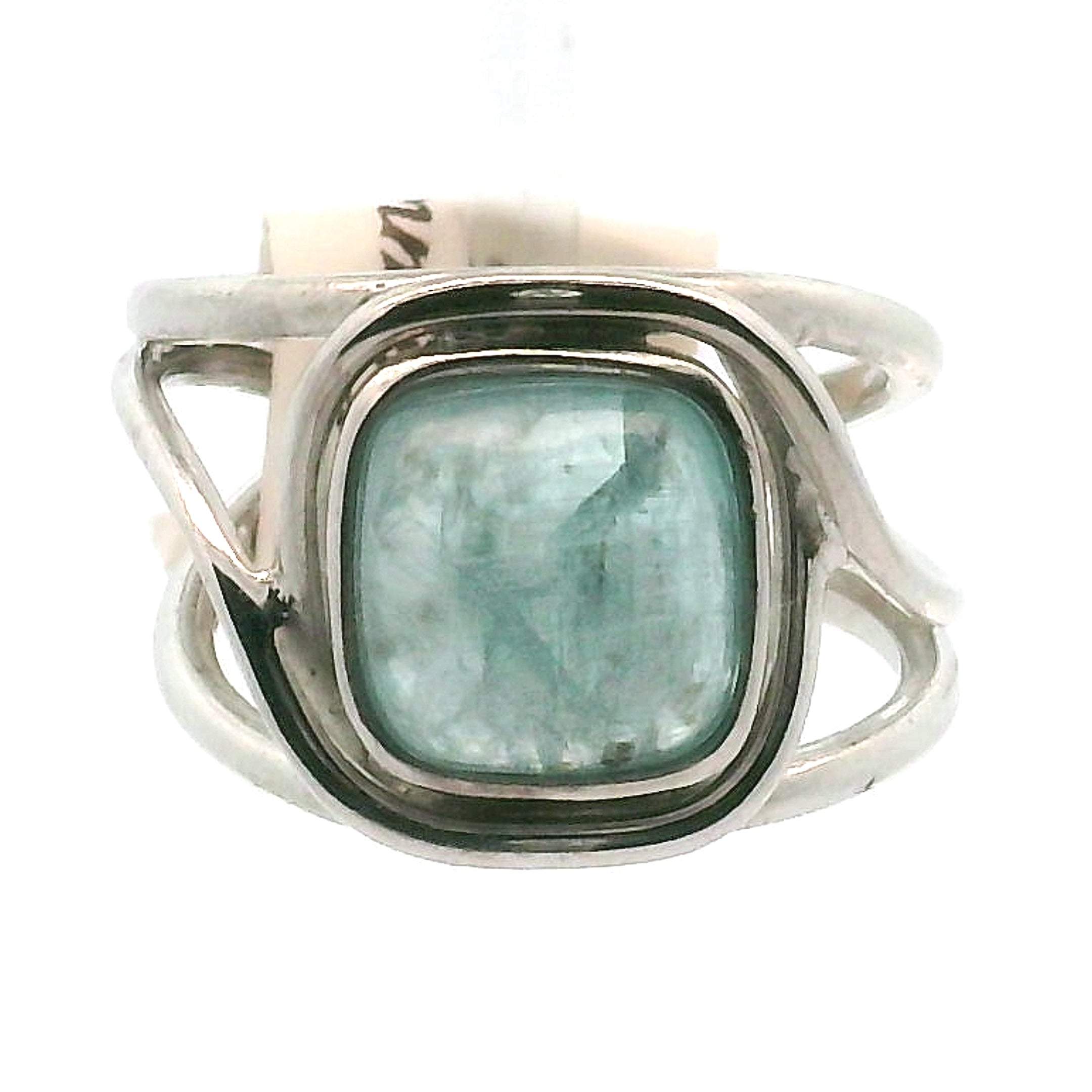 Kyanite Cuff Ring .925 Silver for Energetic Clearing and Purification