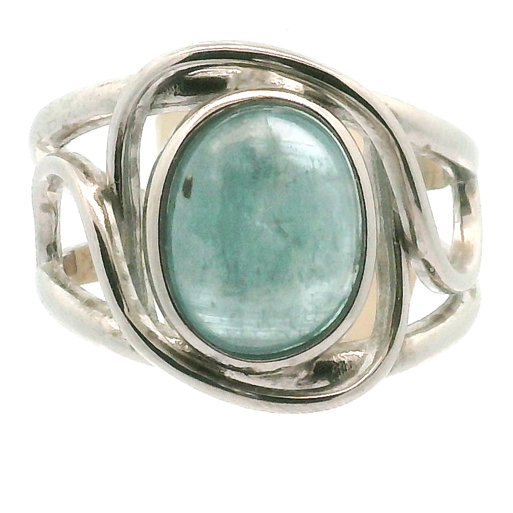 Kyanite Cuff Ring .925 Silver for Energetic Clearing and Purification