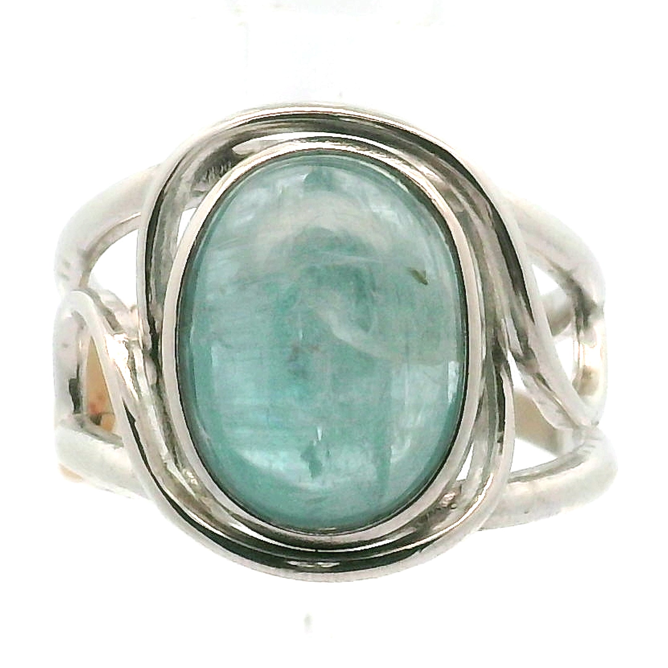 Kyanite Cuff Ring .925 Silver for Energetic Clearing and Purification