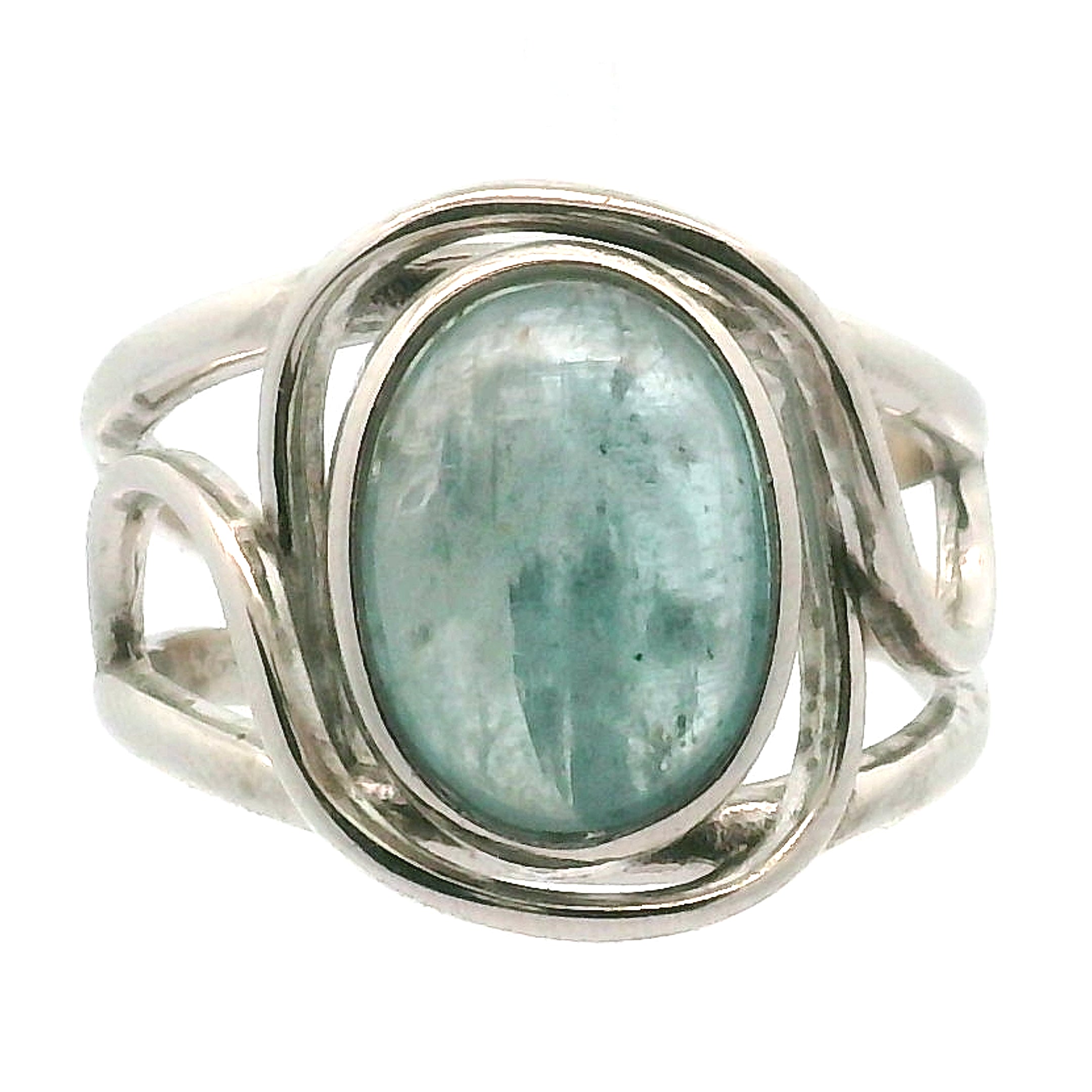 Kyanite Cuff Ring .925 Silver for Energetic Clearing and Purification