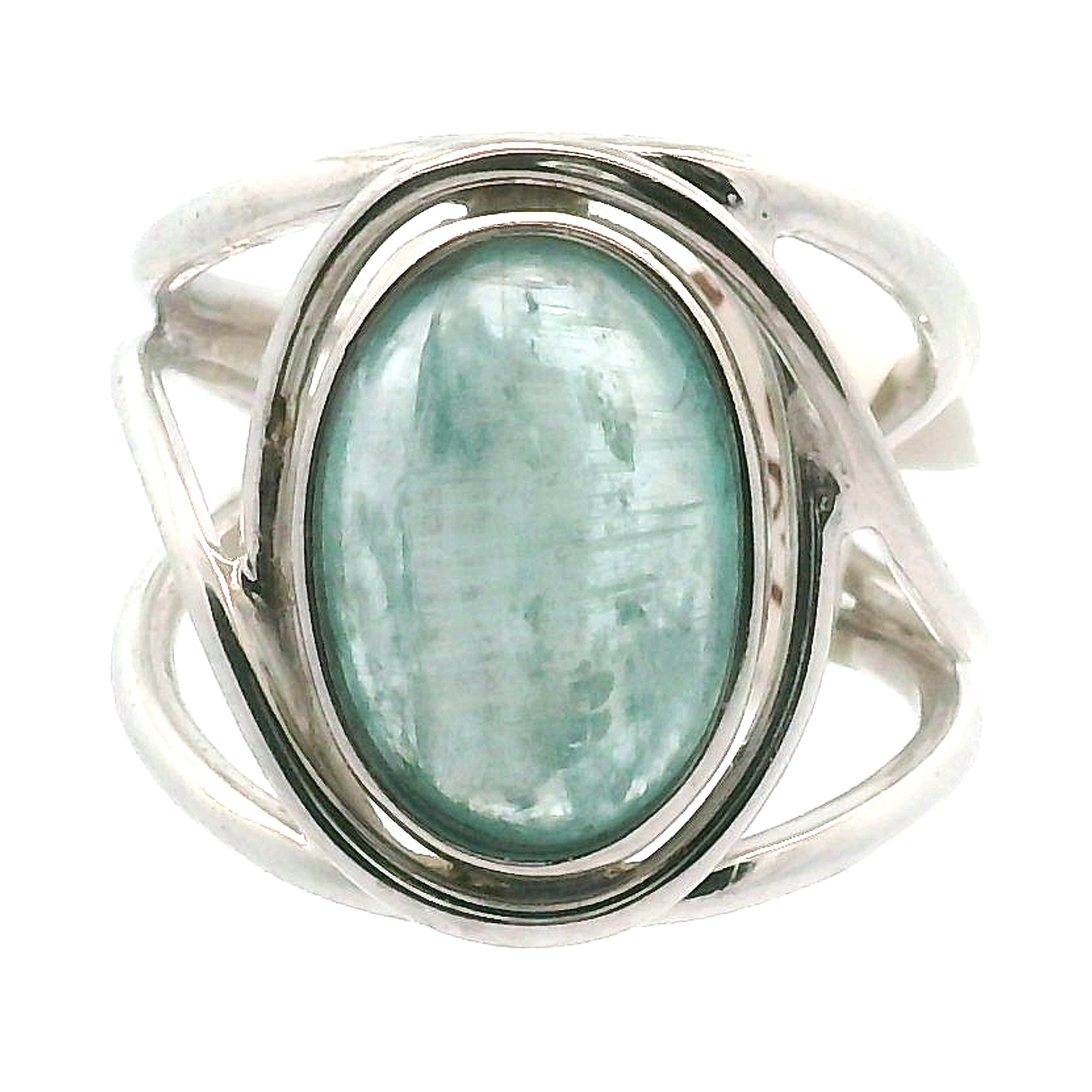 Kyanite Cuff Ring .925 Silver for Energetic Clearing and Purification