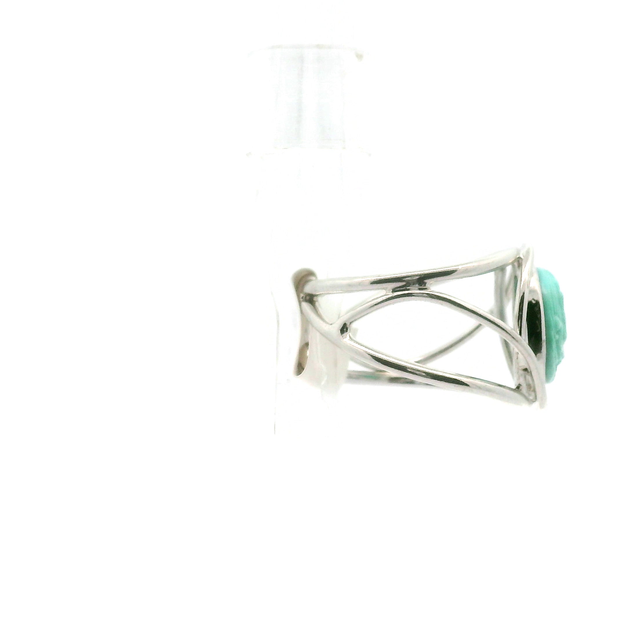 Turquoise Carved Cuff Ring for Good Luck, Prosperity and Protection
