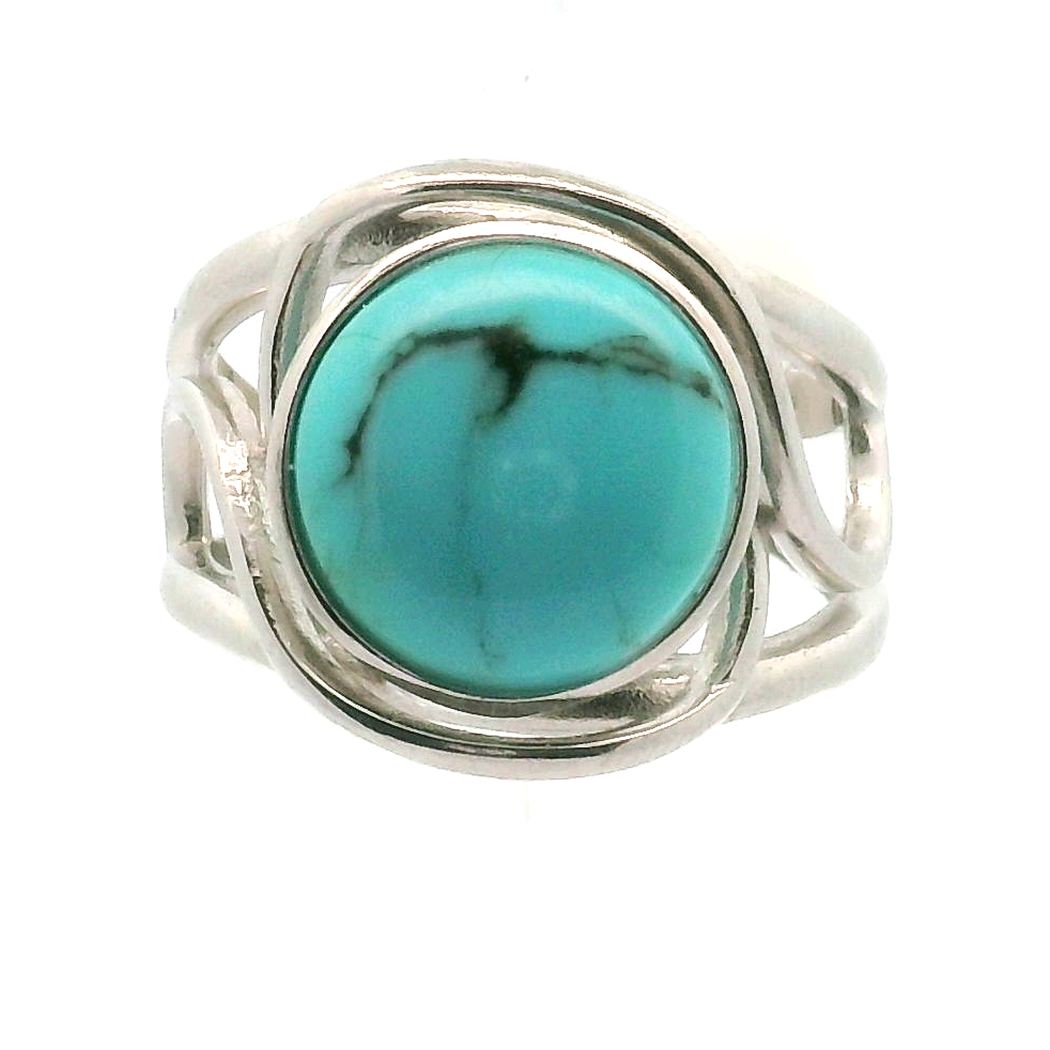 Kingman Turquoise Cuff Ring 925 Silver for Good Luck, Prosperity and Protection