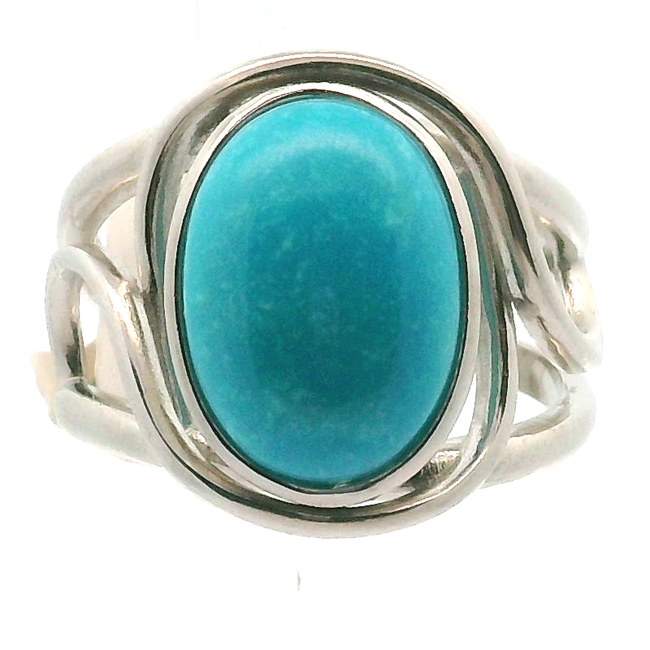Kingman Turquoise Cuff Ring 925 Silver for Good Luck, Prosperity and Protection
