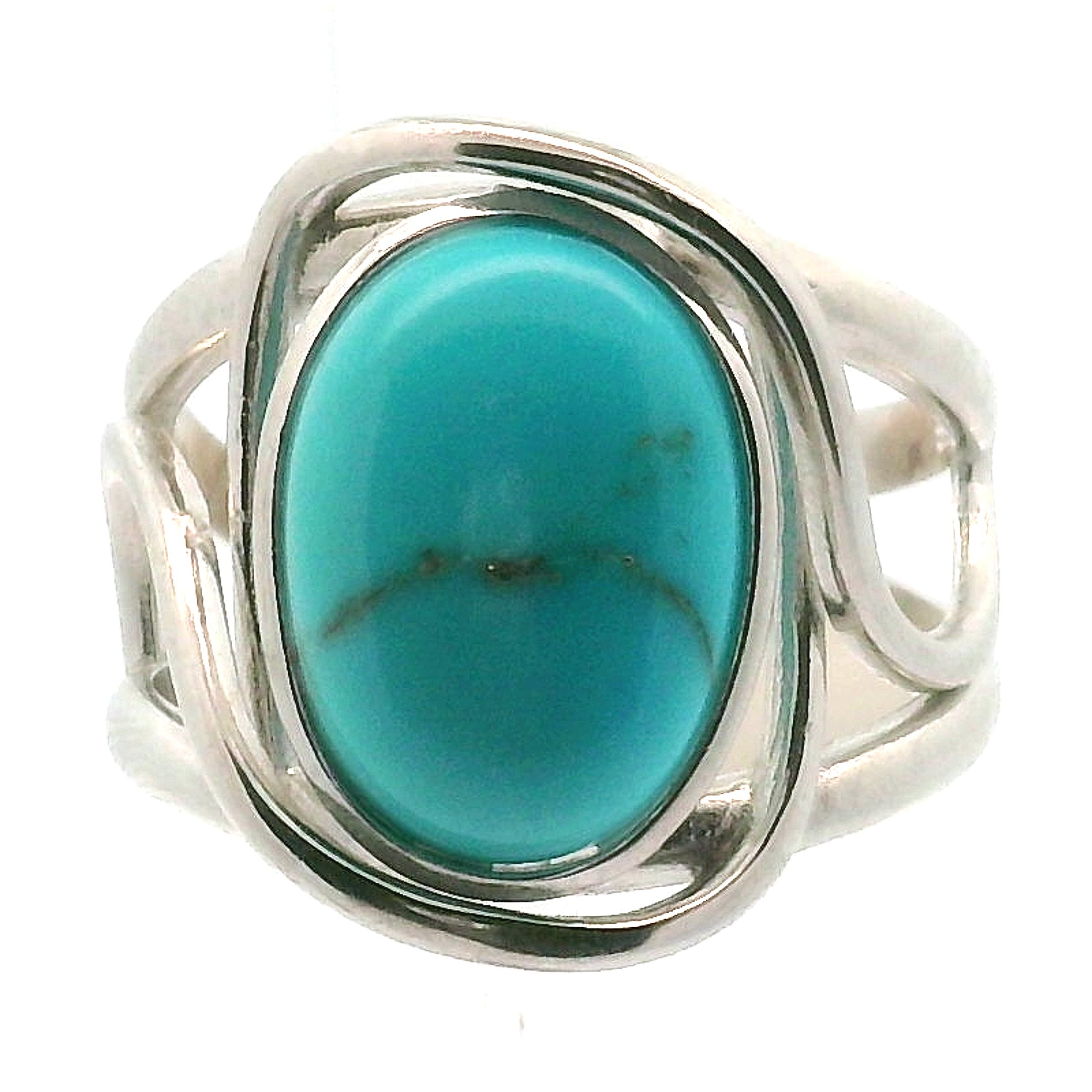 Kingman Turquoise Cuff Ring 925 Silver for Good Luck, Prosperity and Protection