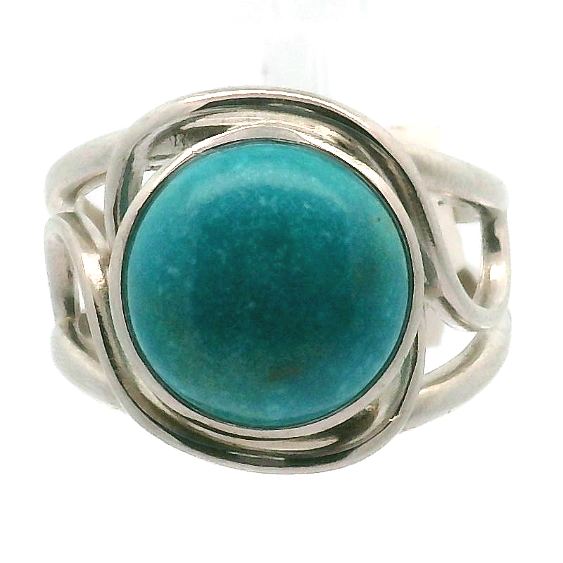 Kingman Turquoise Cuff Ring 925 Silver for Good Luck, Prosperity and Protection