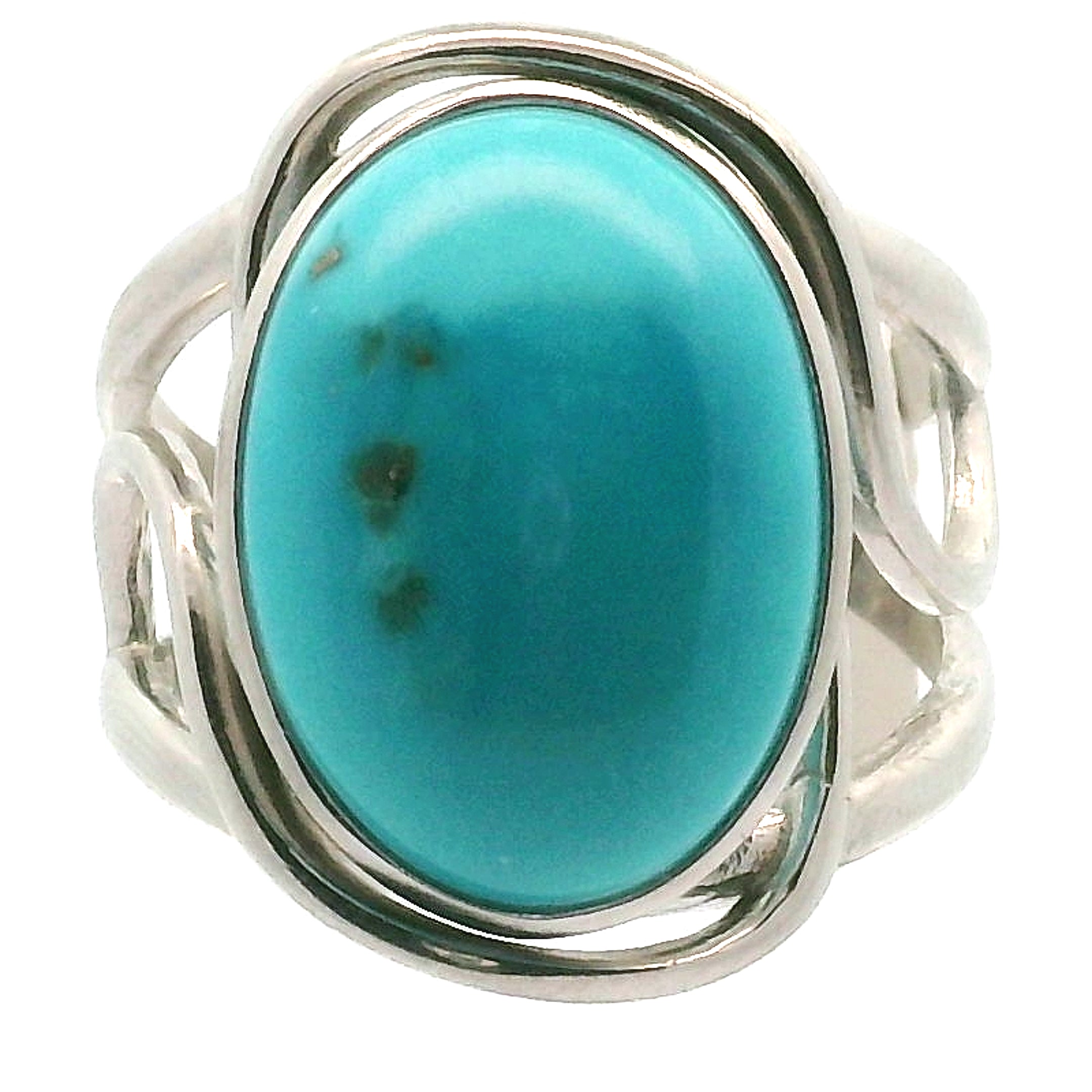Kingman Turquoise Cuff Ring 925 Silver for Good Luck, Prosperity and Protection