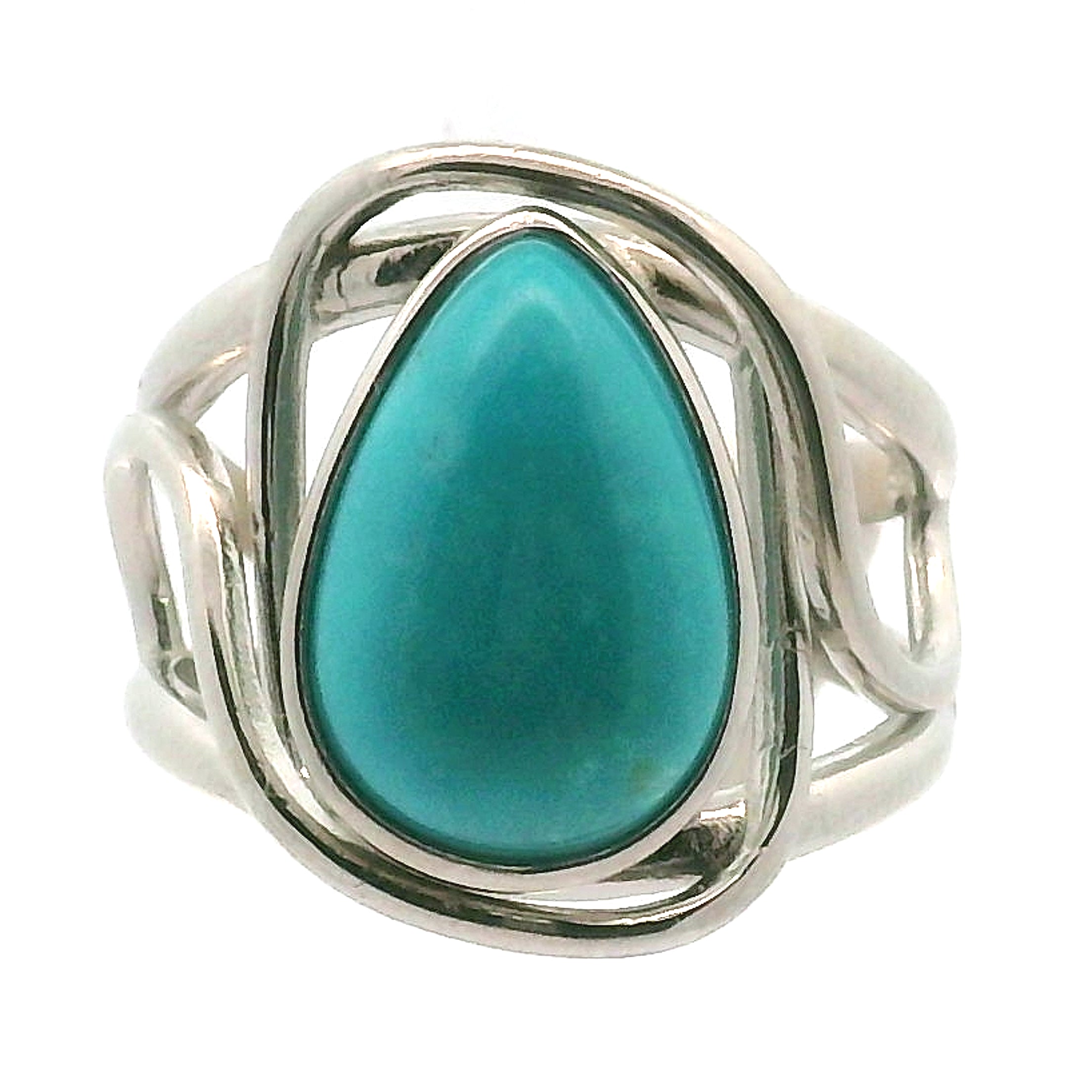 Kingman Turquoise Cuff Ring 925 Silver for Good Luck, Prosperity and Protection