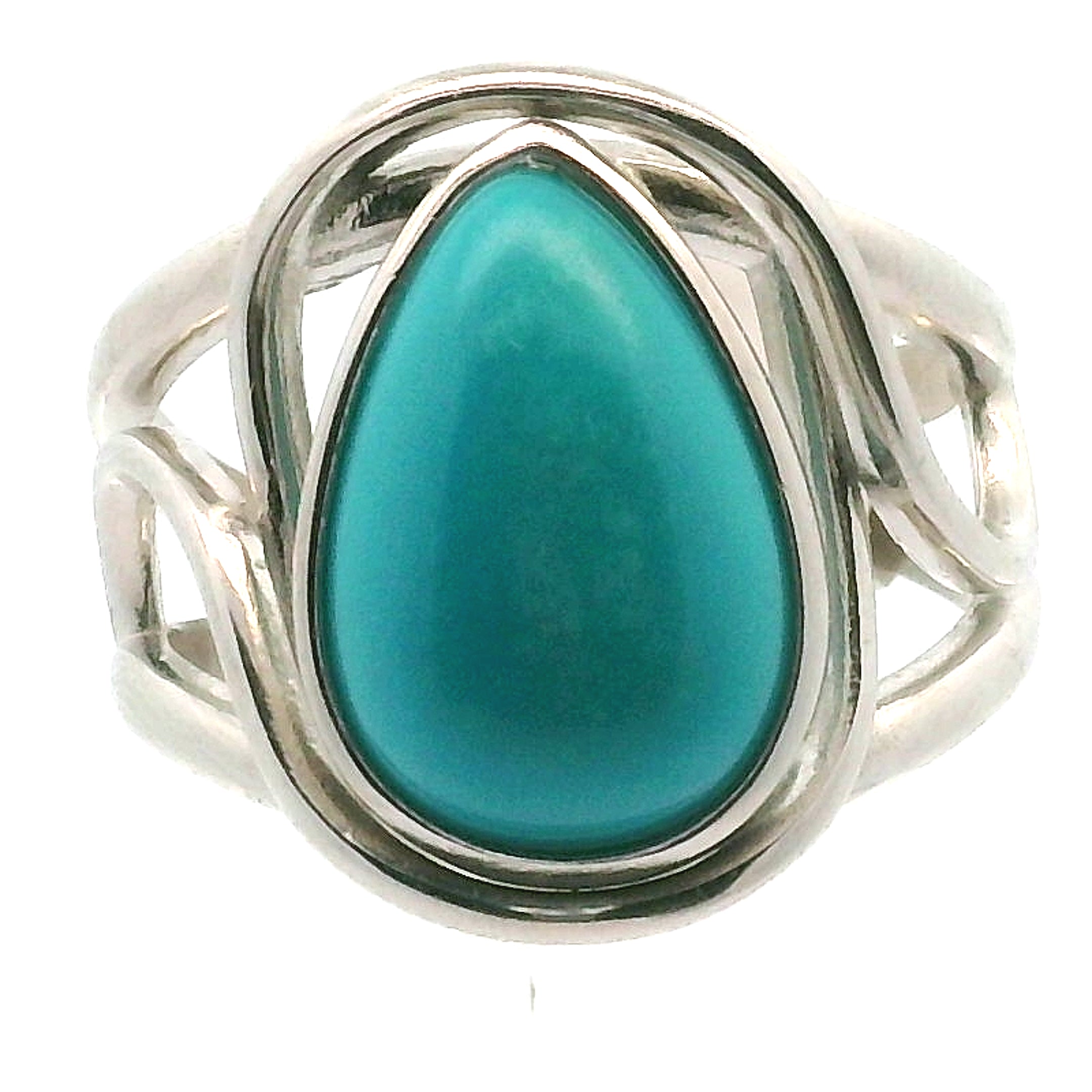 Kingman Turquoise Cuff Ring 925 Silver for Good Luck, Prosperity and Protection