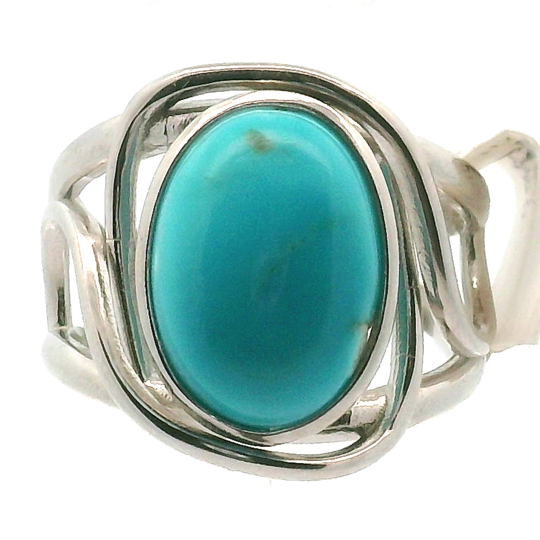 Kingman Turquoise Cuff Ring 925 Silver for Good Luck, Prosperity and Protection