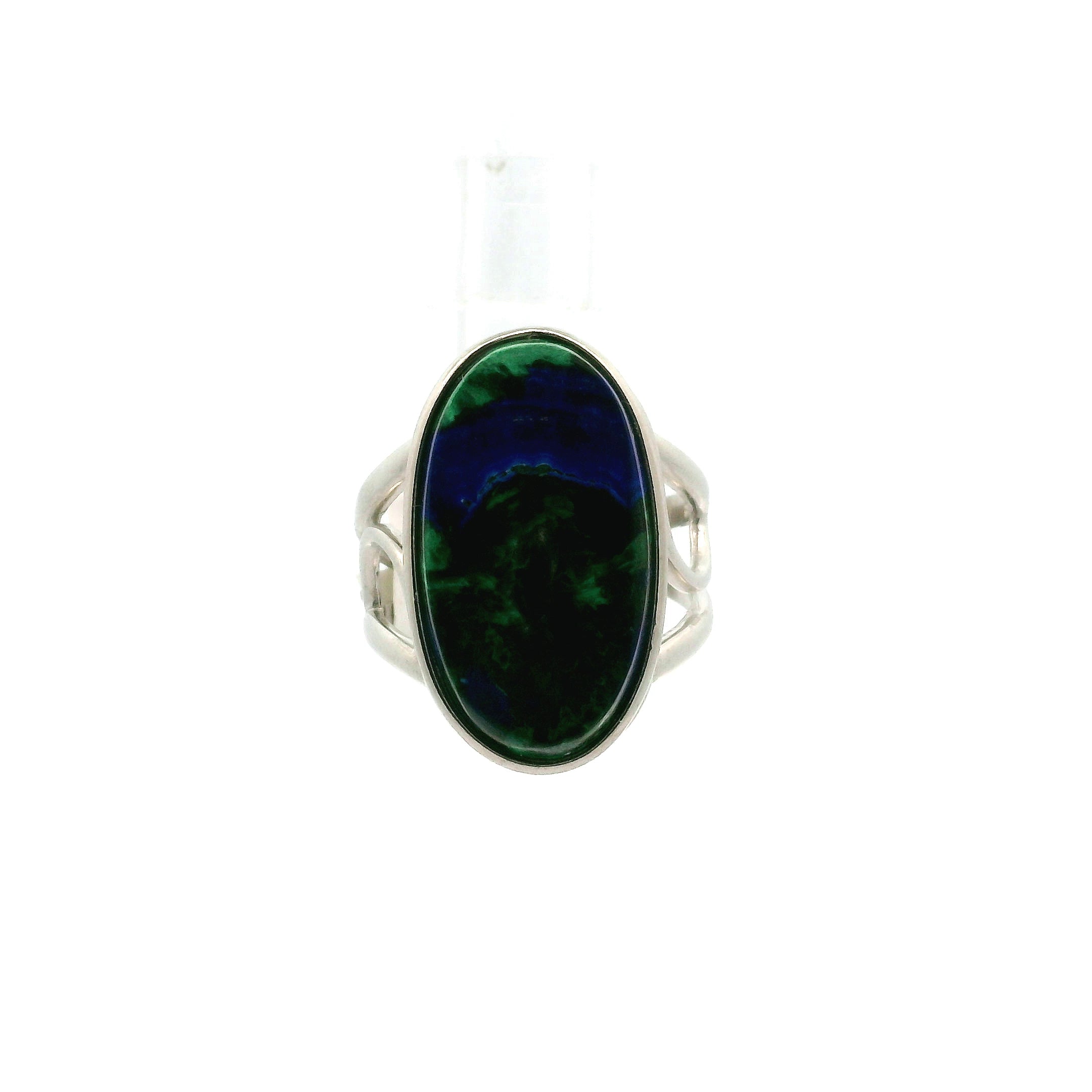 Arizona Azurite with Malachite Cuff Ring .925 Silver for Embracing Divine Feminine Power and Healing