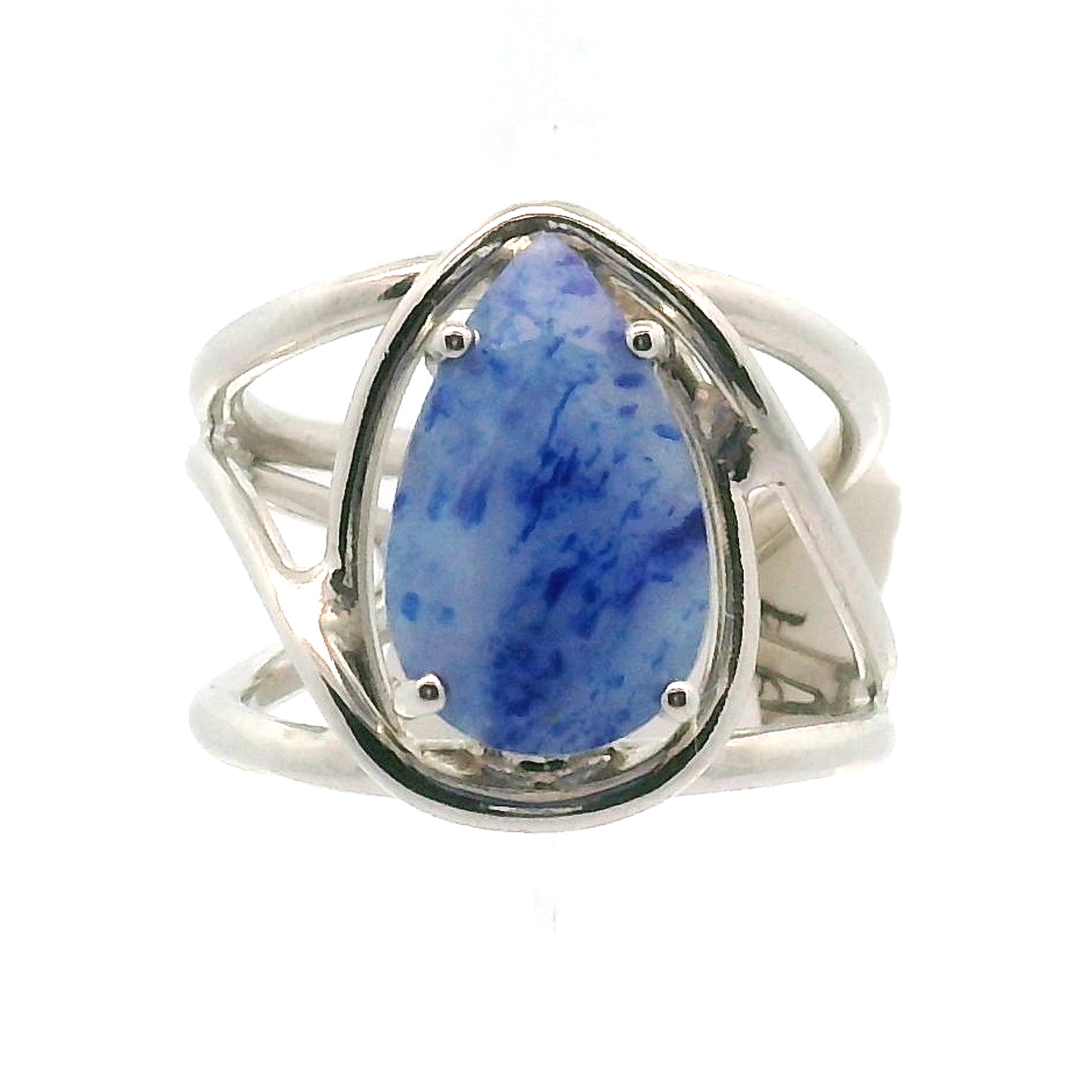 Lazulite Cuff Ring .925 Silver for Dream Work, Meditation, Memory & Psychic Abilities