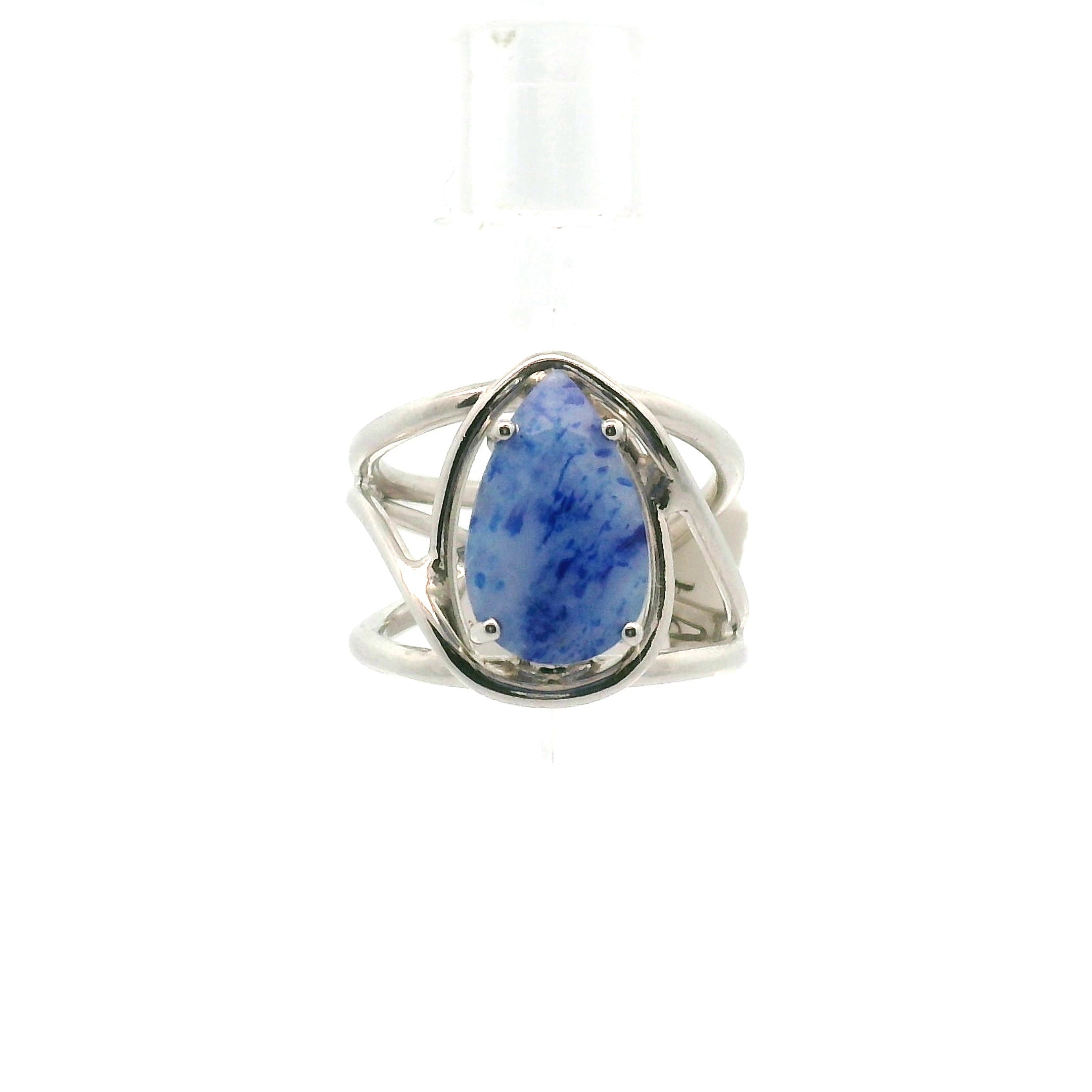 Lazulite Cuff Ring .925 Silver for Dream Work, Meditation, Memory & Psychic Abilities
