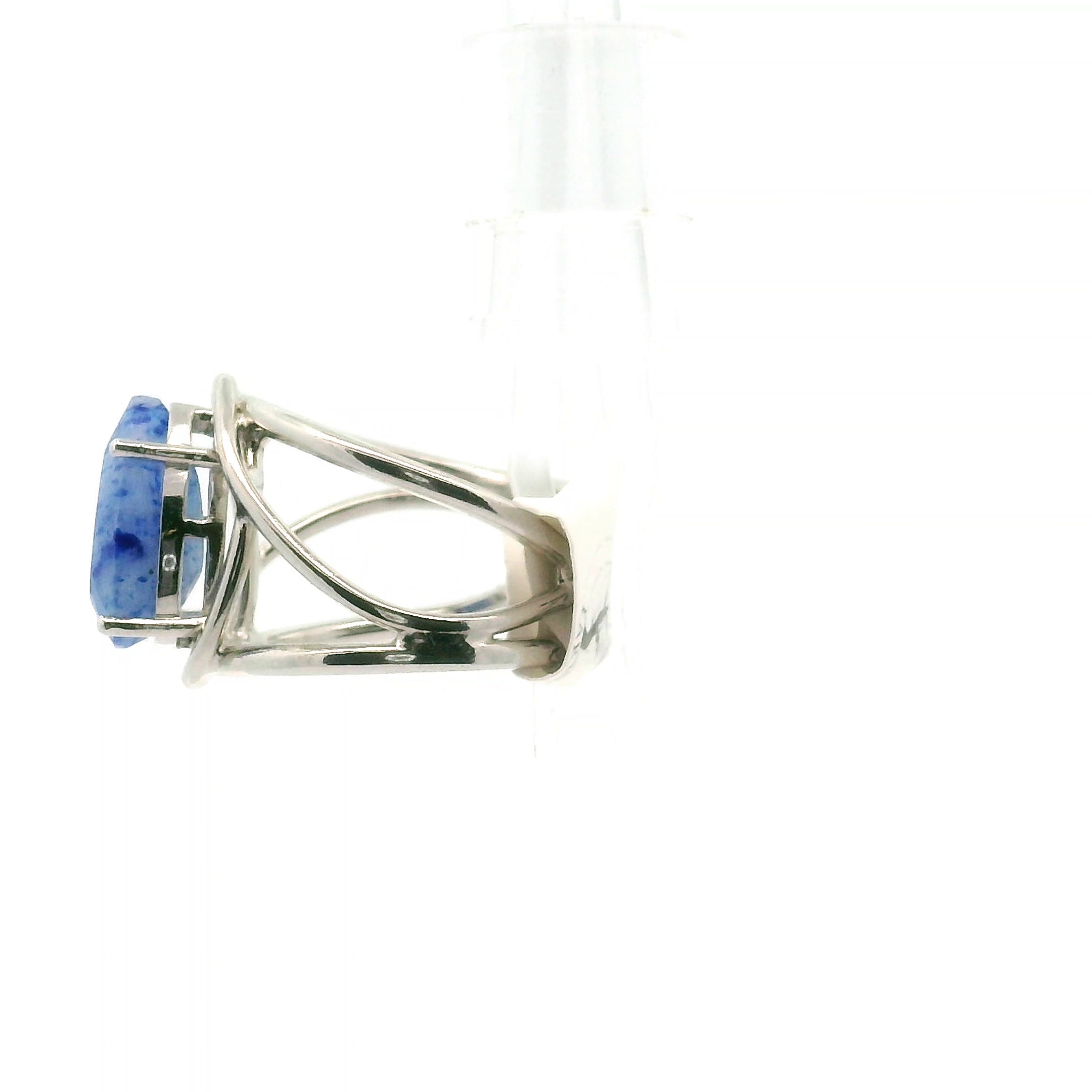 Lazulite Cuff Ring .925 Silver for Dream Work, Meditation, Memory & Psychic Abilities
