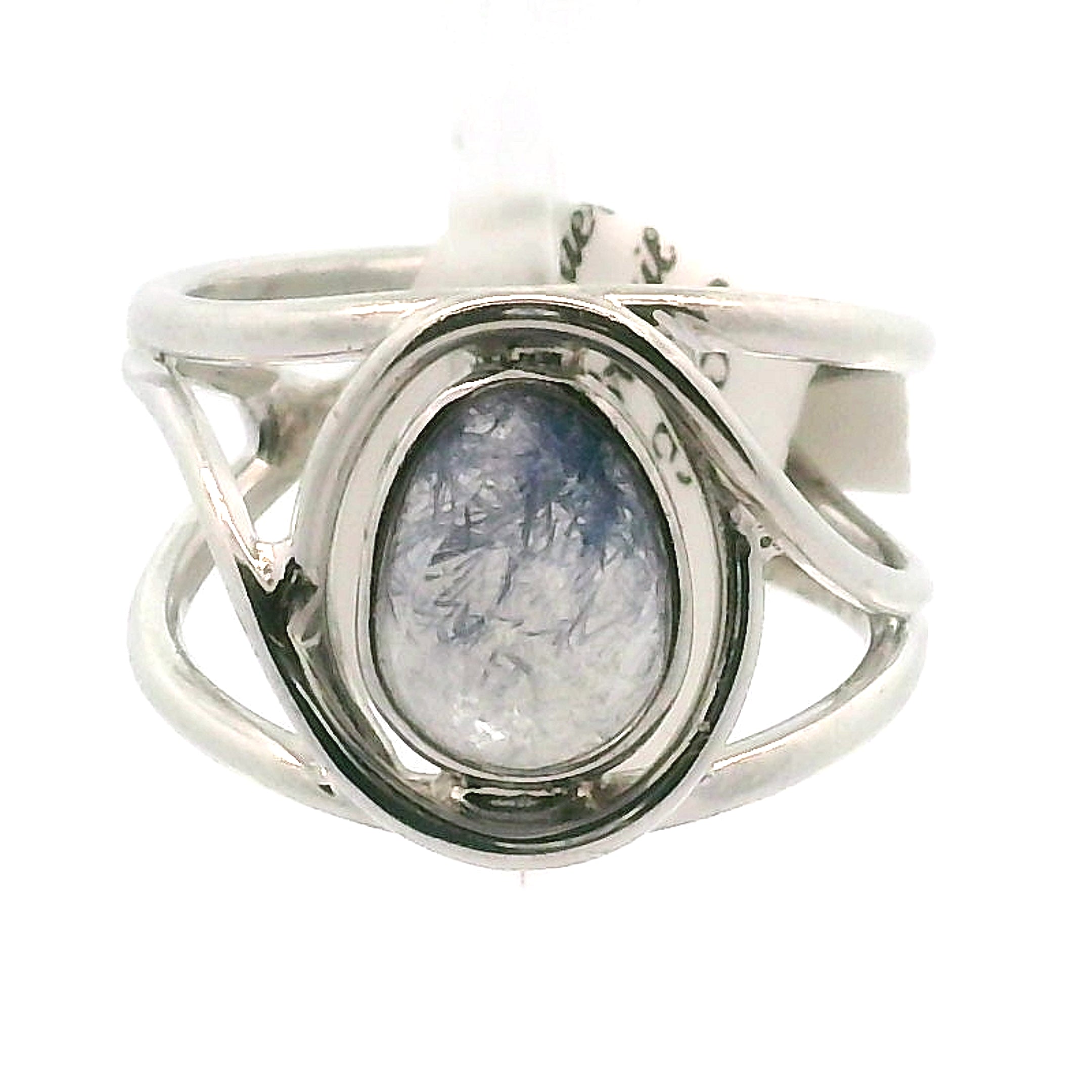 Dumortierite in Quartz Cuff Ring .925 Silver for Hope, Improving Memory and New Ideas