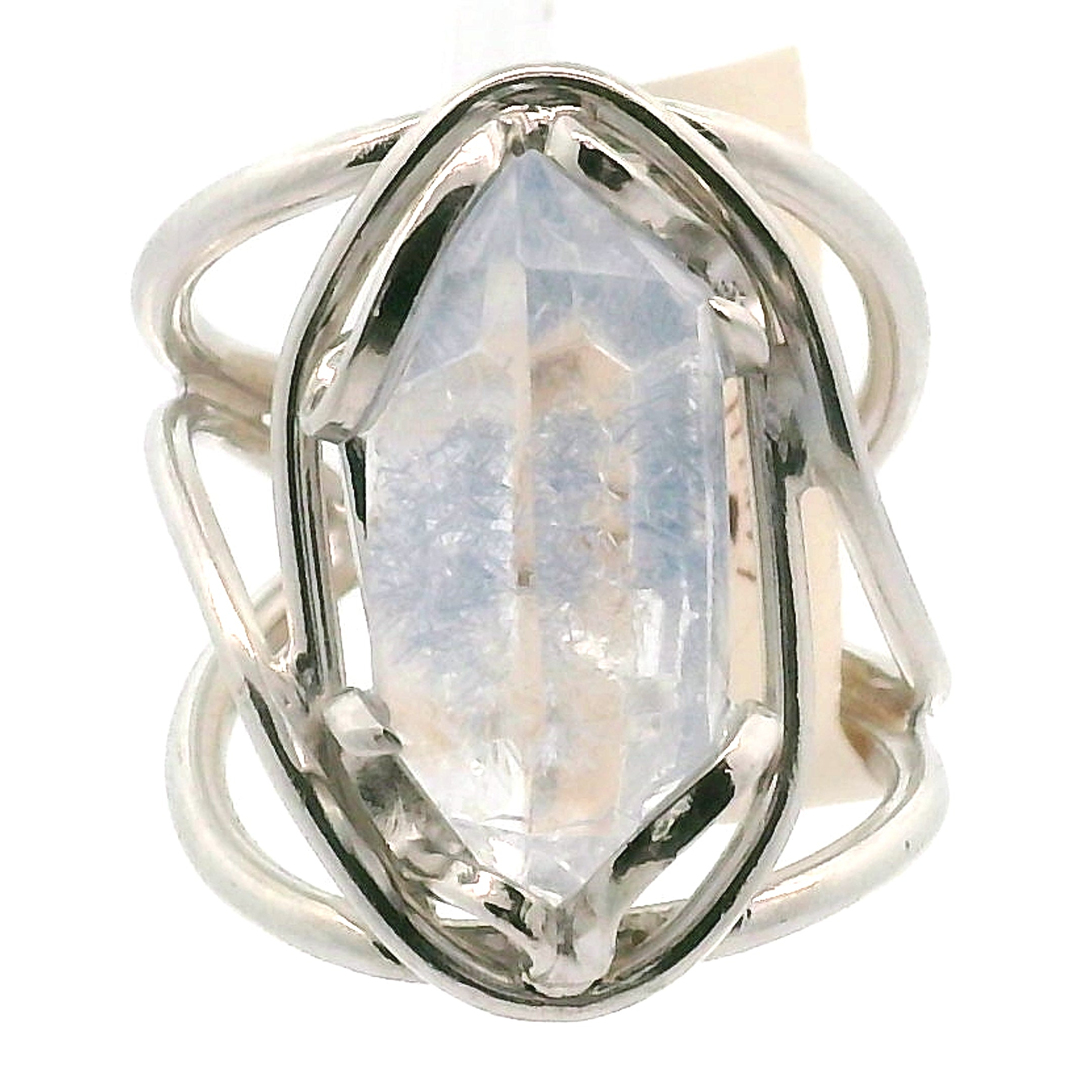 Dumortierite in Quartz Cuff Ring .925 Silver for Hope, Improving Memory and New Ideas