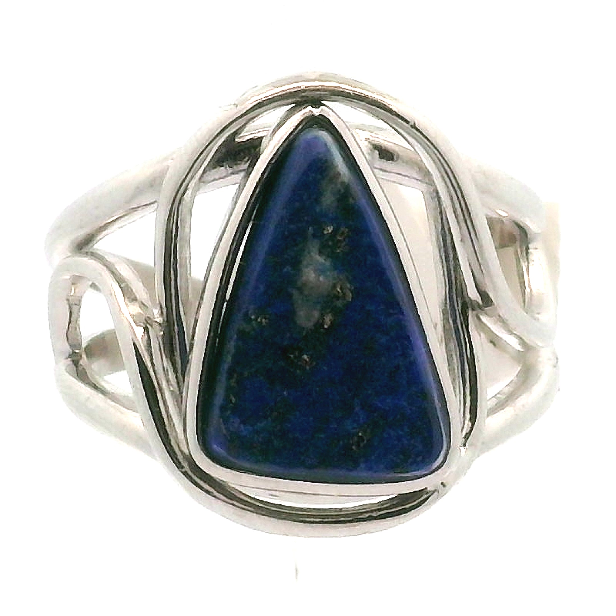 Lapis Lazuli Triangle Cuff Ring .925 Silver for Power & Confidence