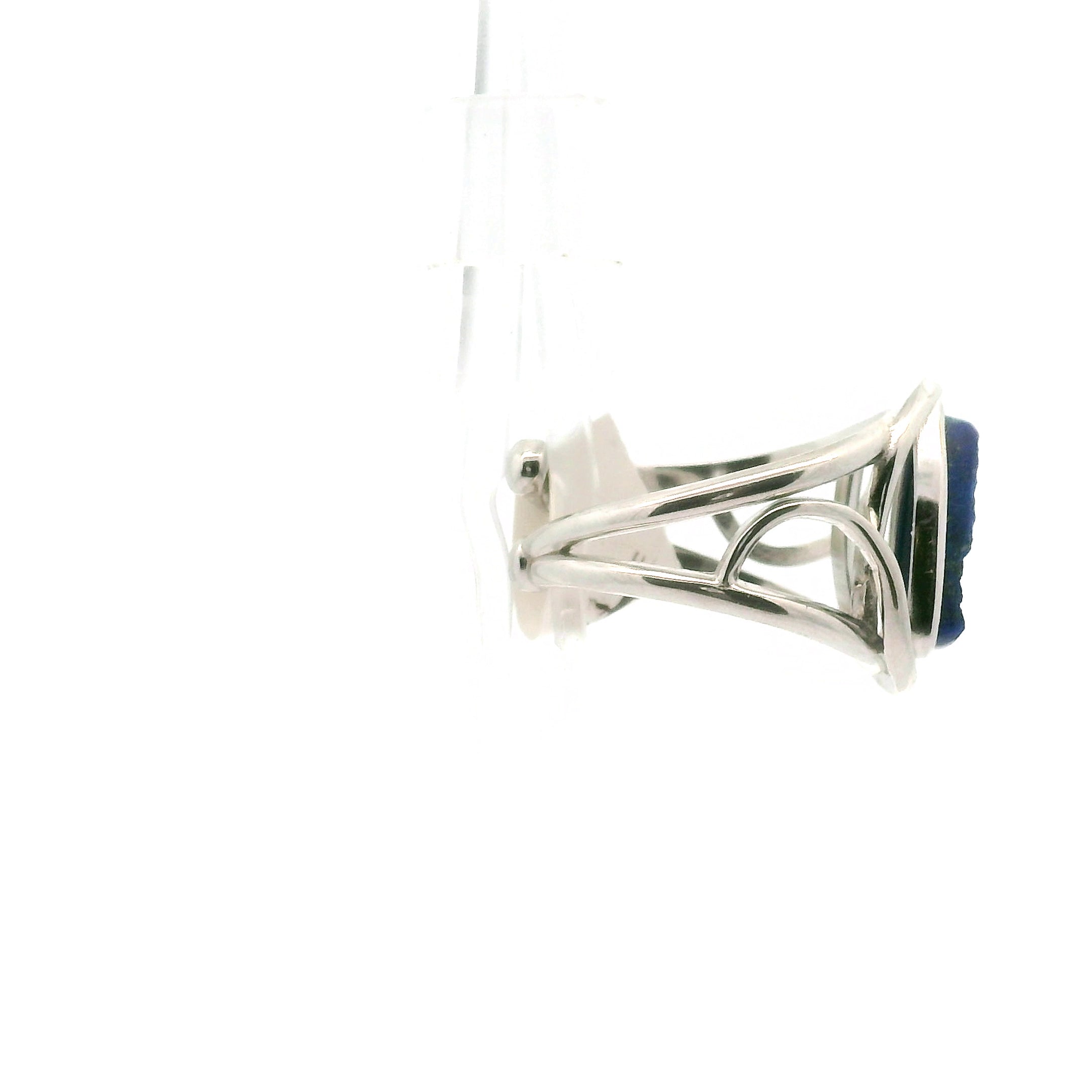 Lapis Lazuli Triangle Cuff Ring .925 Silver for Power & Confidence
