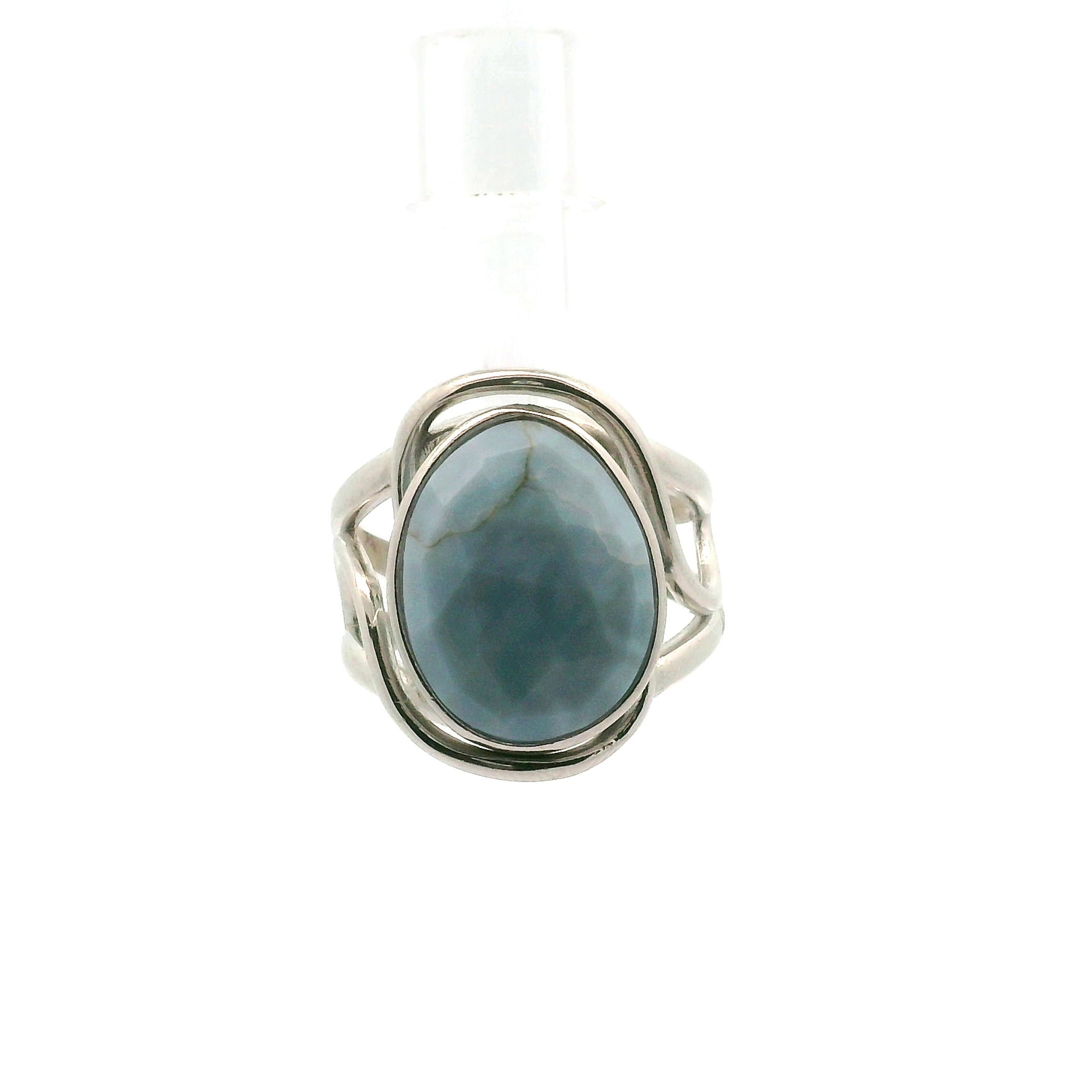 Owyhee Opal Faceted Cuff Ring .925 Silver for Emotional Healing and Balance