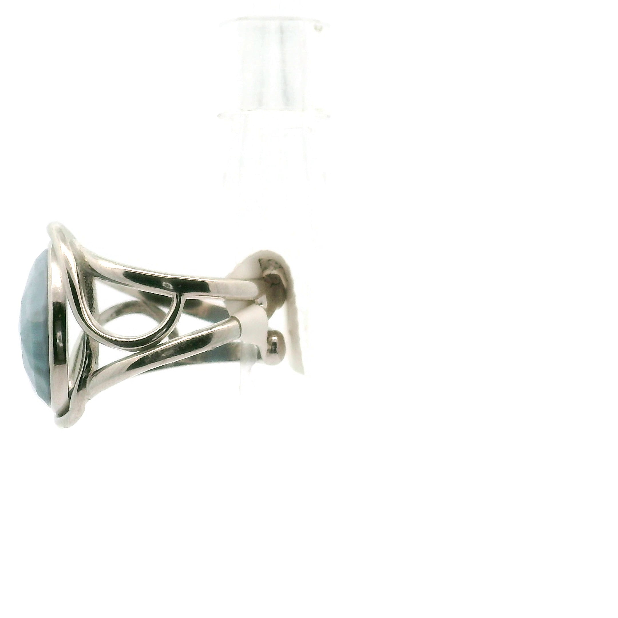 Owyhee Opal Faceted Cuff Ring .925 Silver for Emotional Healing and Balance