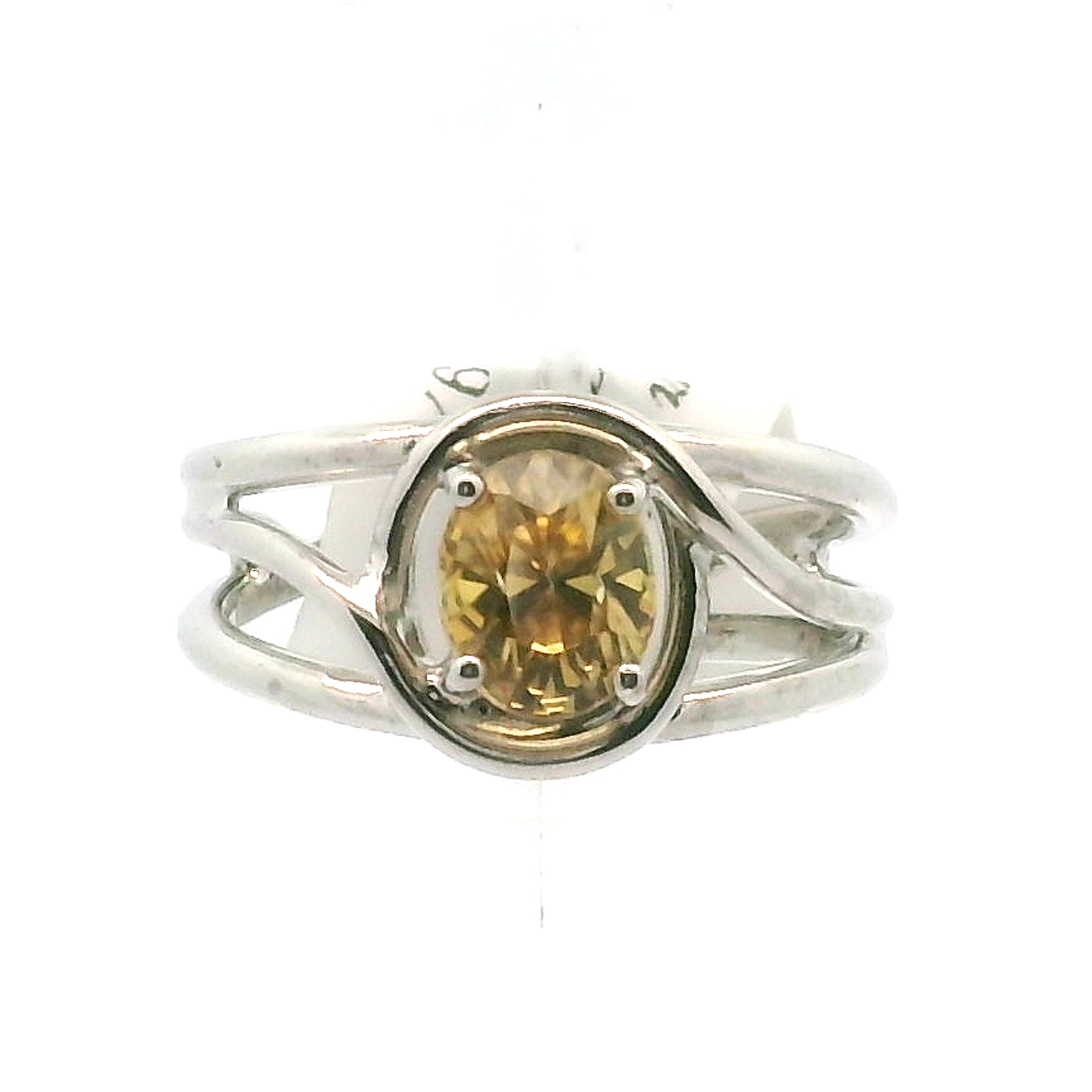 Yellow Zircon Cuff Ring .925 Silver for Wisdom and Vitality