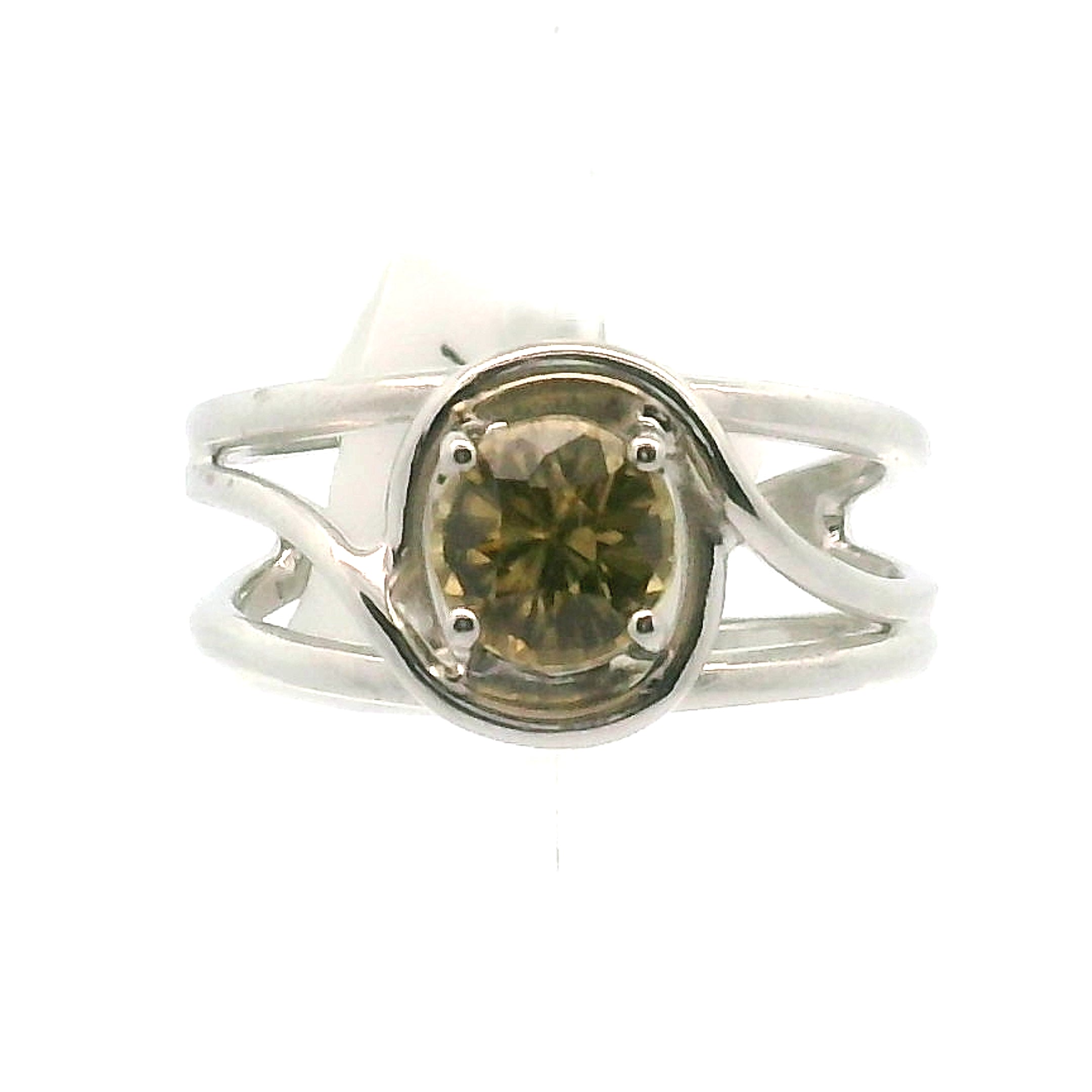 Yellow Zircon Cuff Ring .925 Silver for Wisdom and Vitality