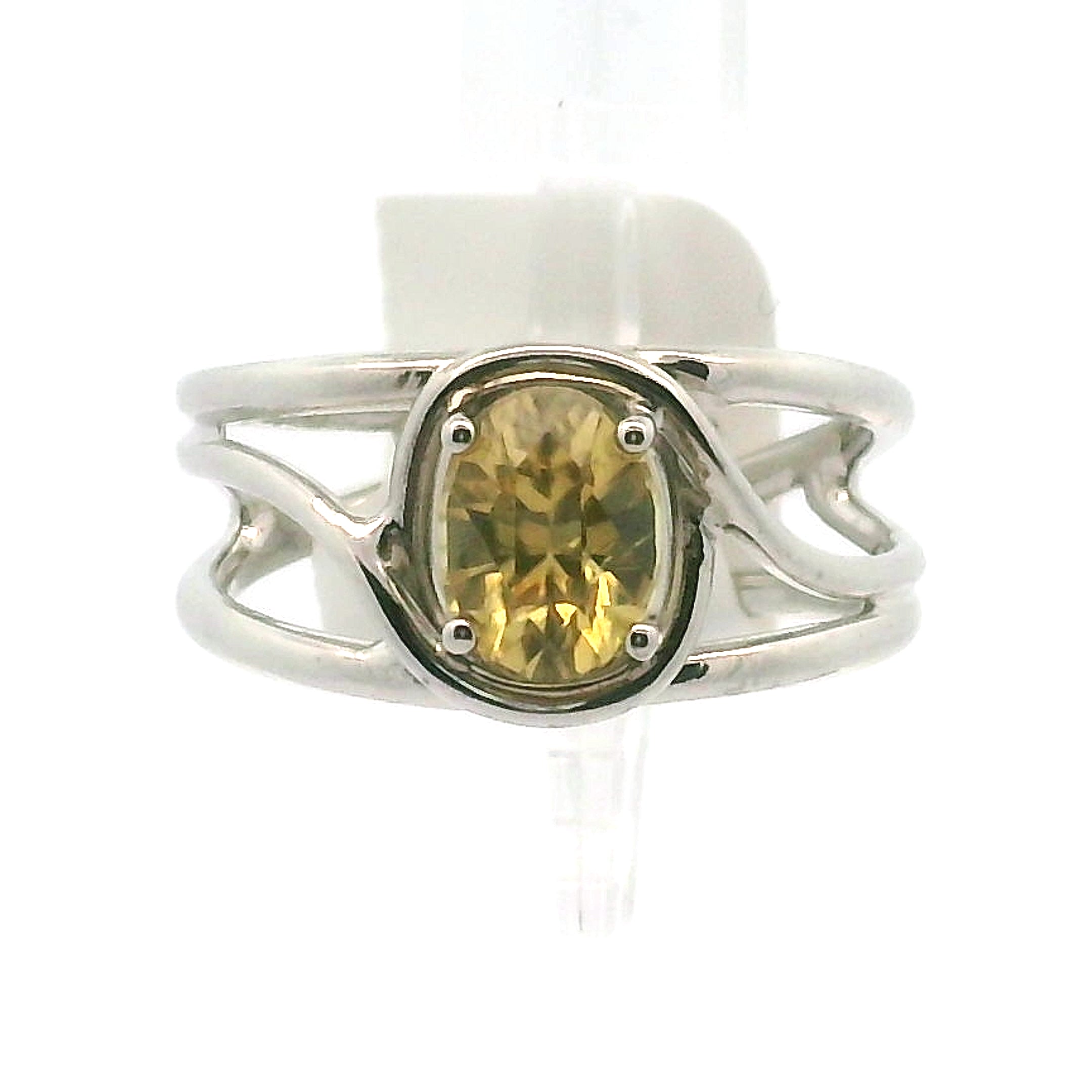 Yellow Zircon Cuff Ring .925 Silver for Wisdom and Vitality