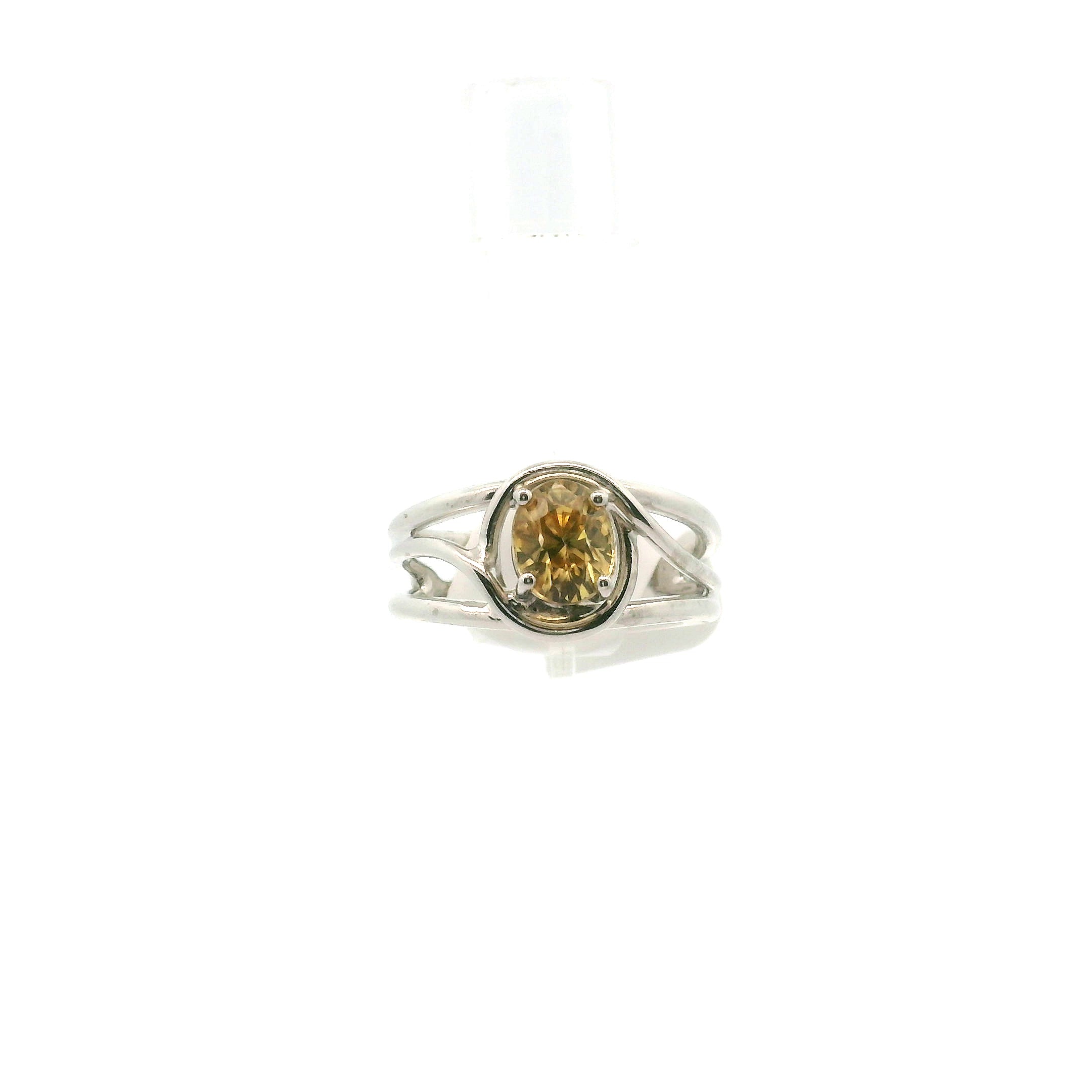 Solar Zircon Cuff Ring .925 Silver for Vitality and Expansion