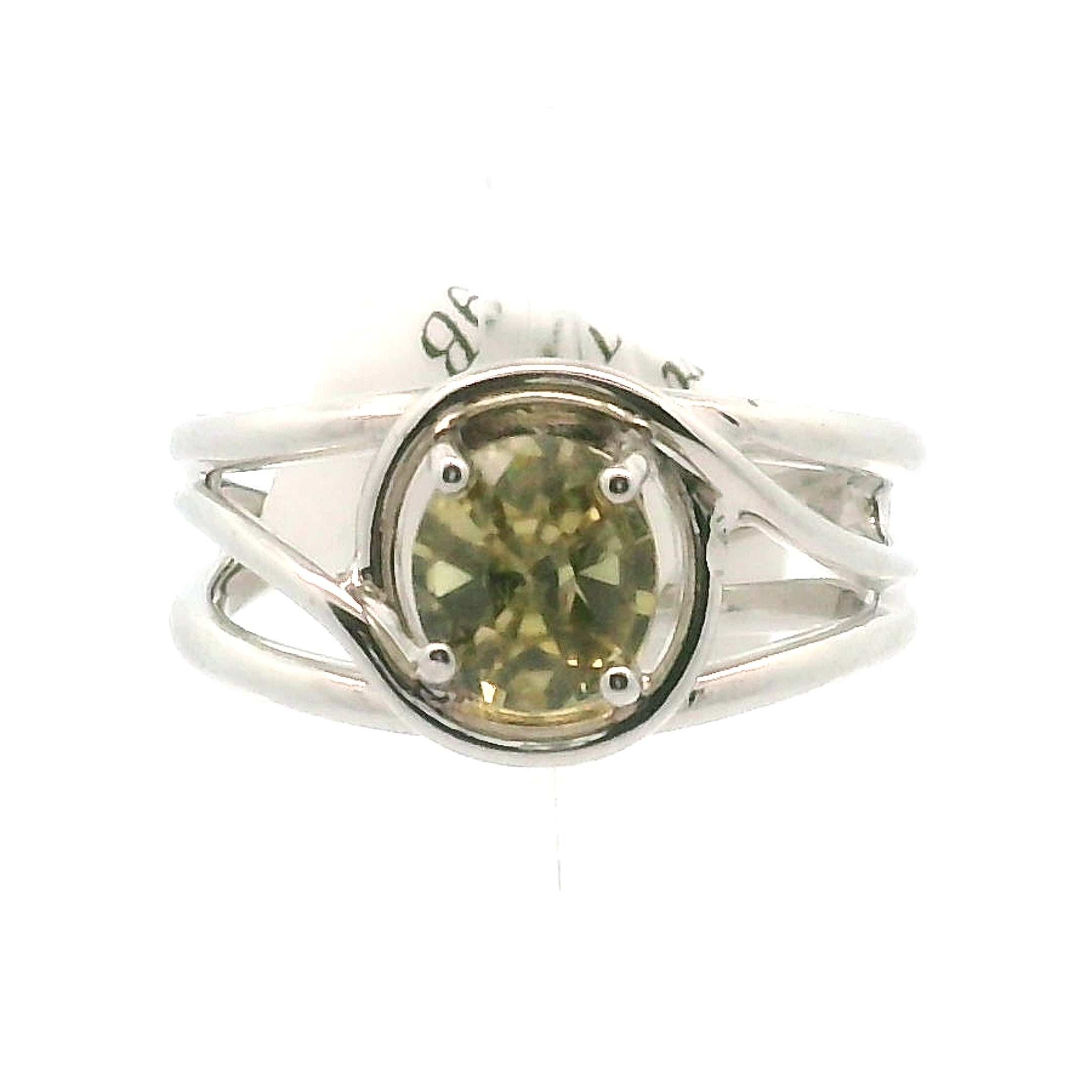 Solar Zircon Cuff Ring .925 Silver for Vitality and Expansion