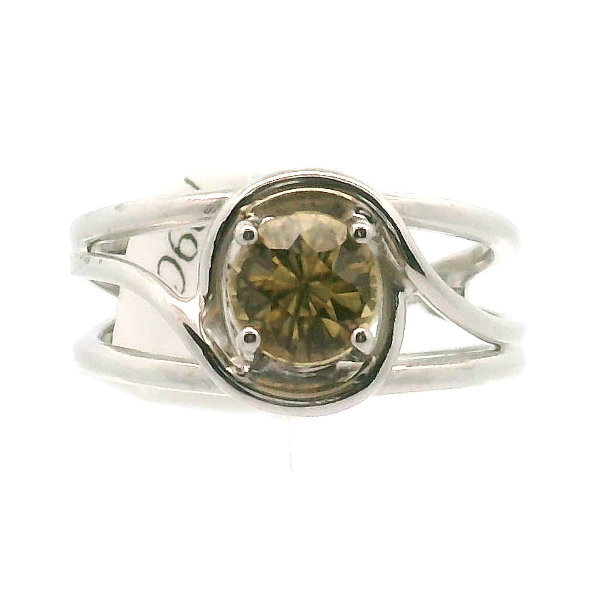 Solar Zircon Cuff Ring .925 Silver for Vitality and Expansion