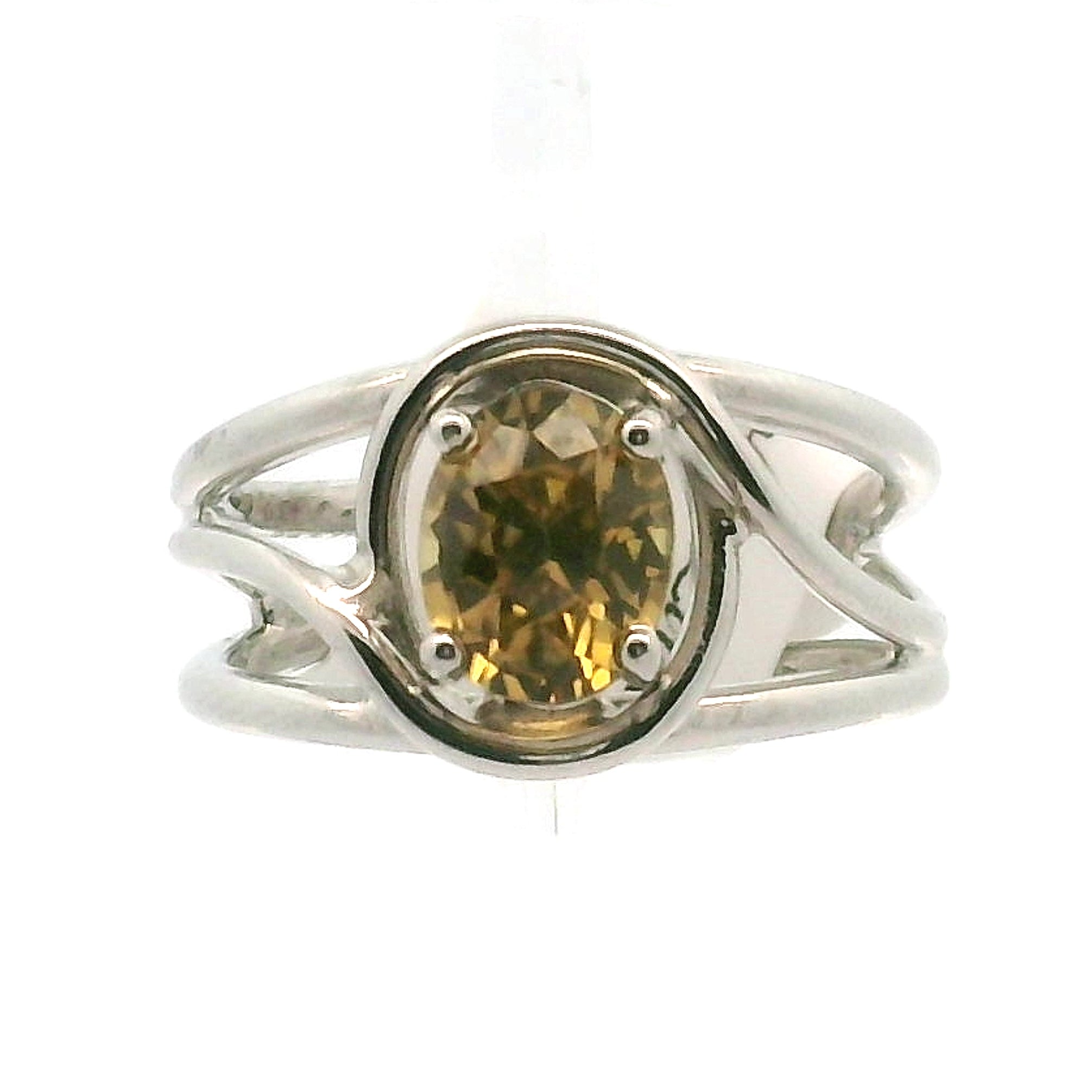 Solar Zircon Cuff Ring .925 Silver for Vitality and Expansion