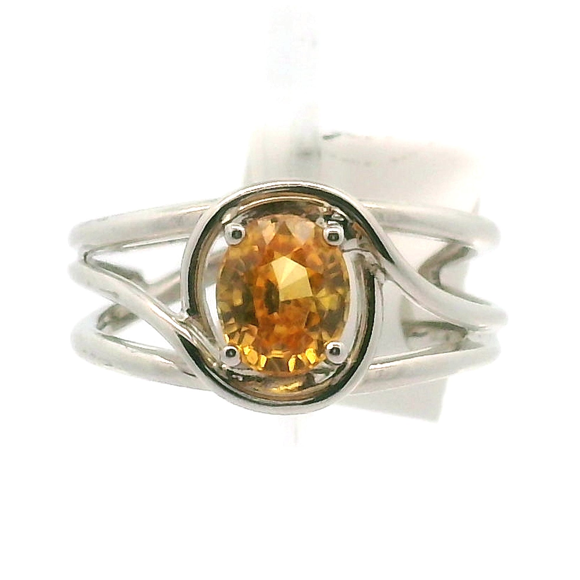 Solar Zircon Cuff Ring .925 Silver for Vitality and Expansion