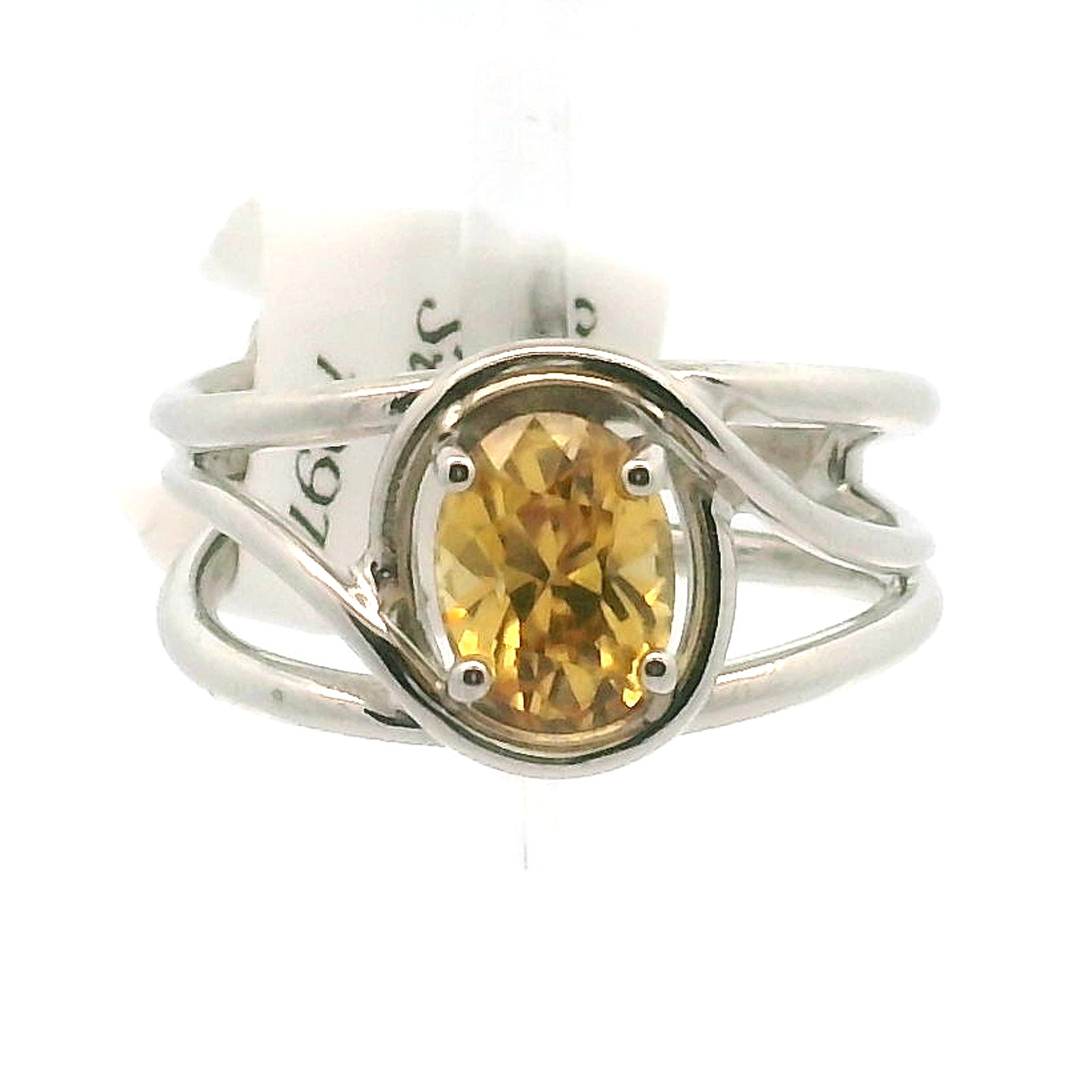 Solar Zircon Cuff Ring .925 Silver for Vitality and Expansion