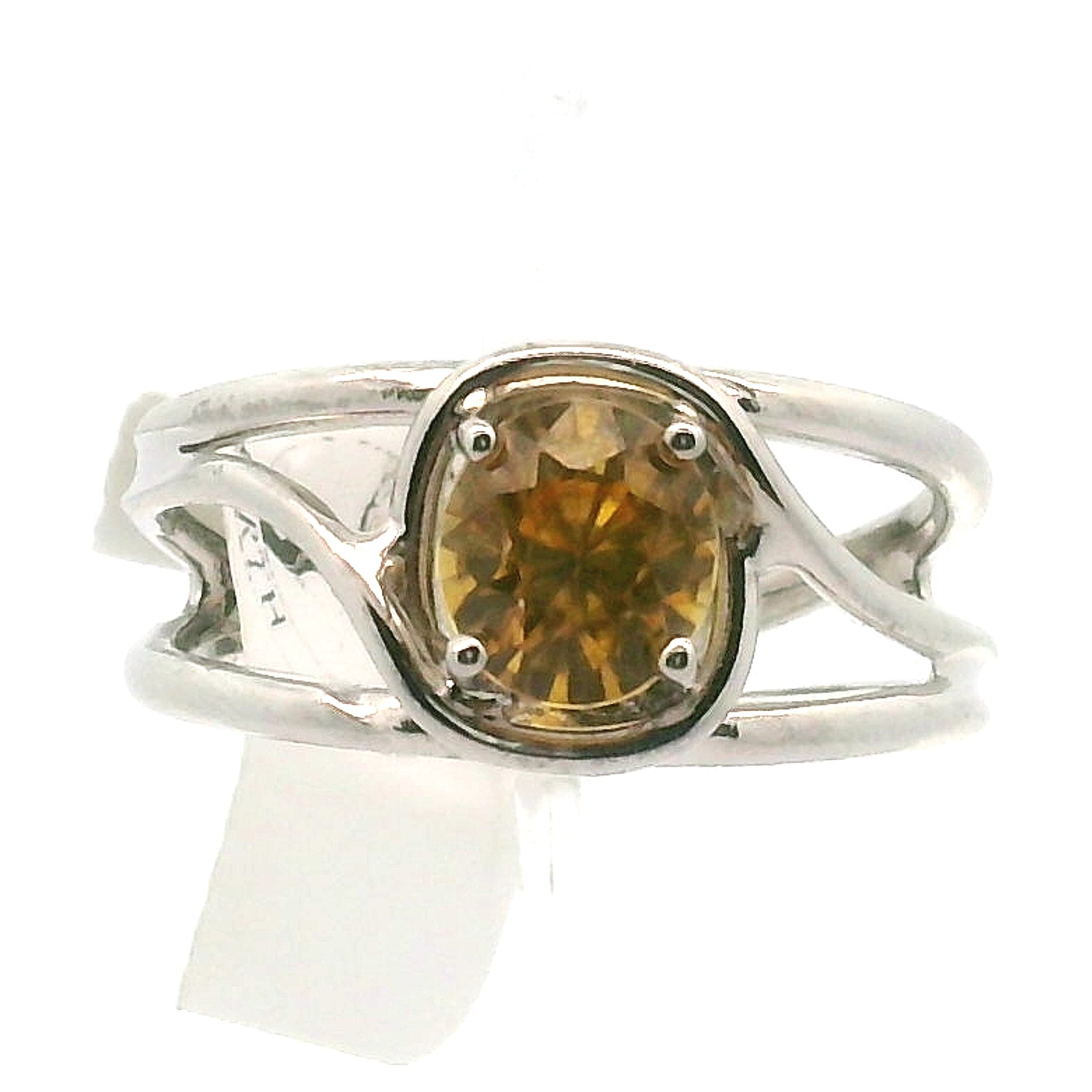 Solar Zircon Cuff Ring .925 Silver for Vitality and Expansion