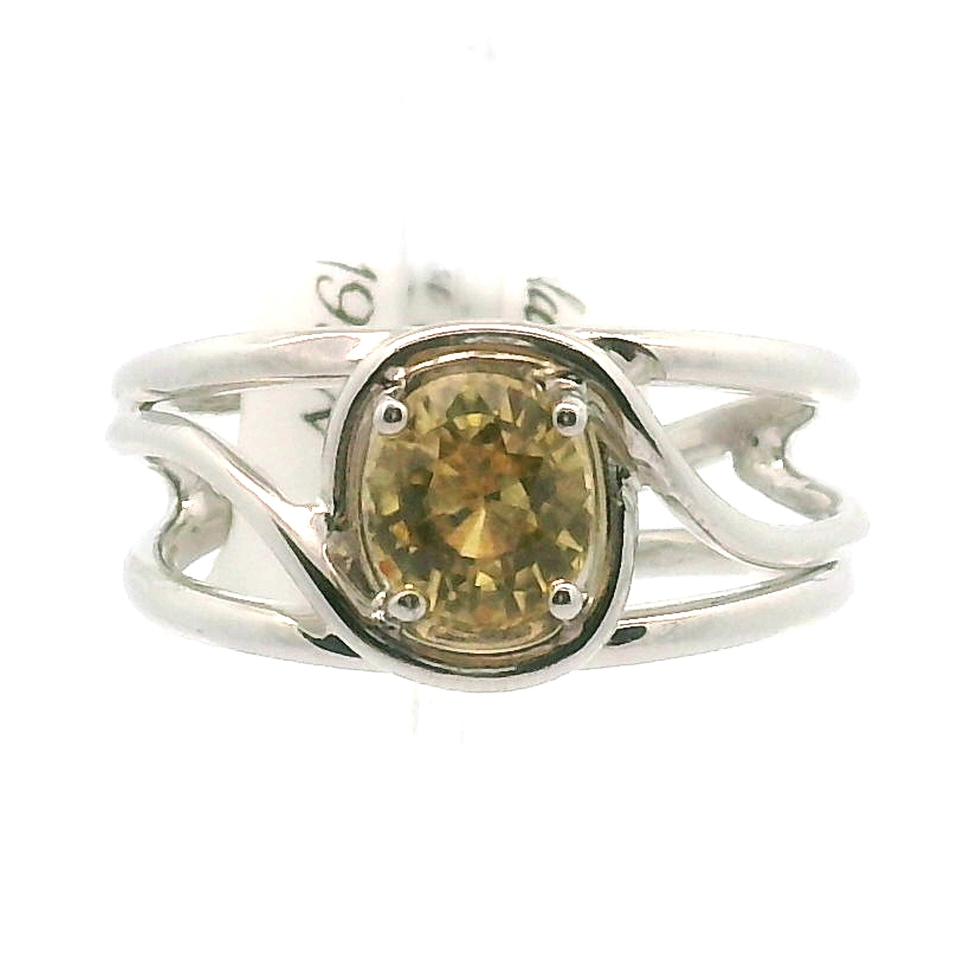 Solar Zircon Cuff Ring .925 Silver for Vitality and Expansion