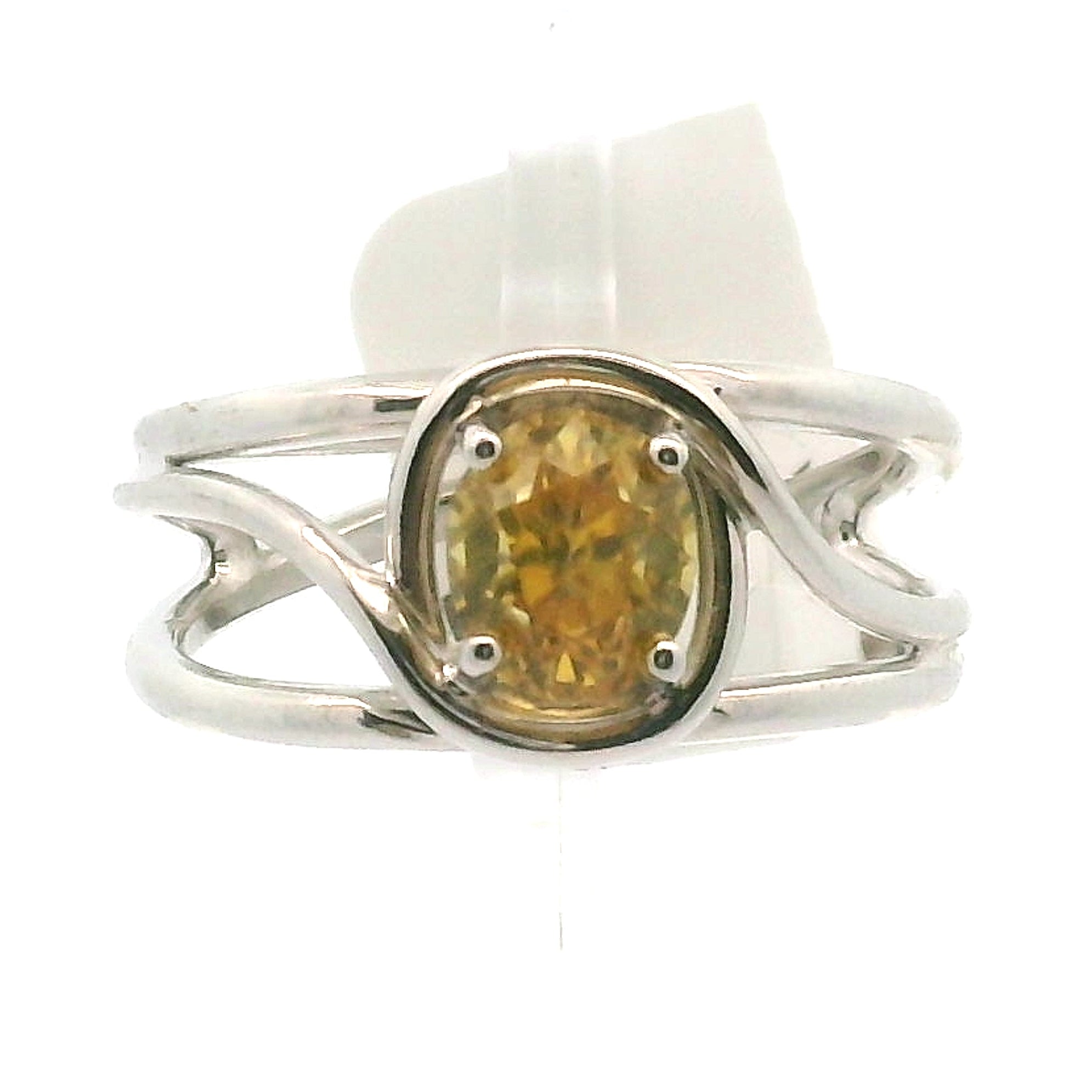 Solar Zircon Cuff Ring .925 Silver for Vitality and Expansion