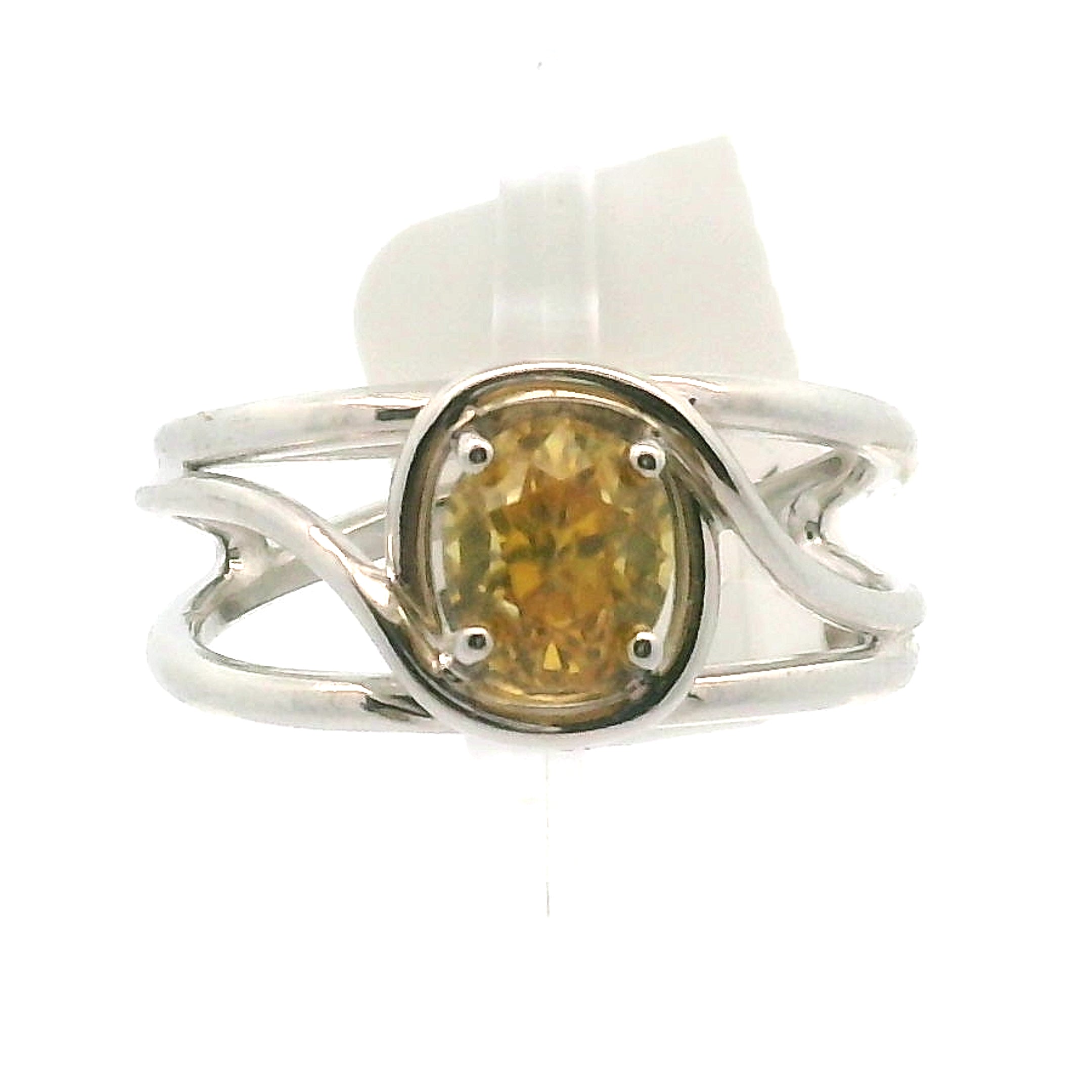 Solar Zircon Cuff Ring .925 Silver for Vitality and Expansion