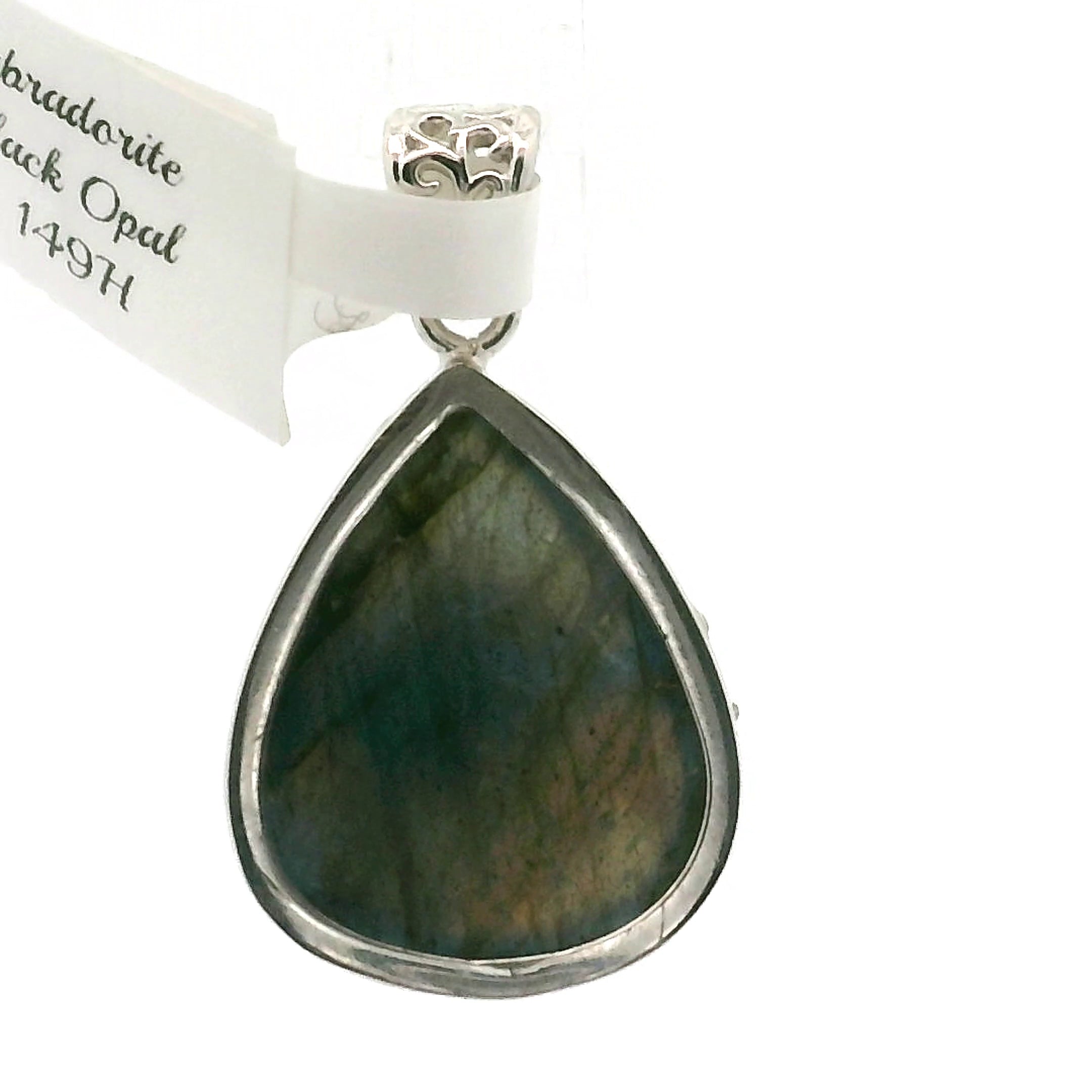 Labradorite with Black Opal Pendant .925 Silver for Meditation and Spiritual Insight