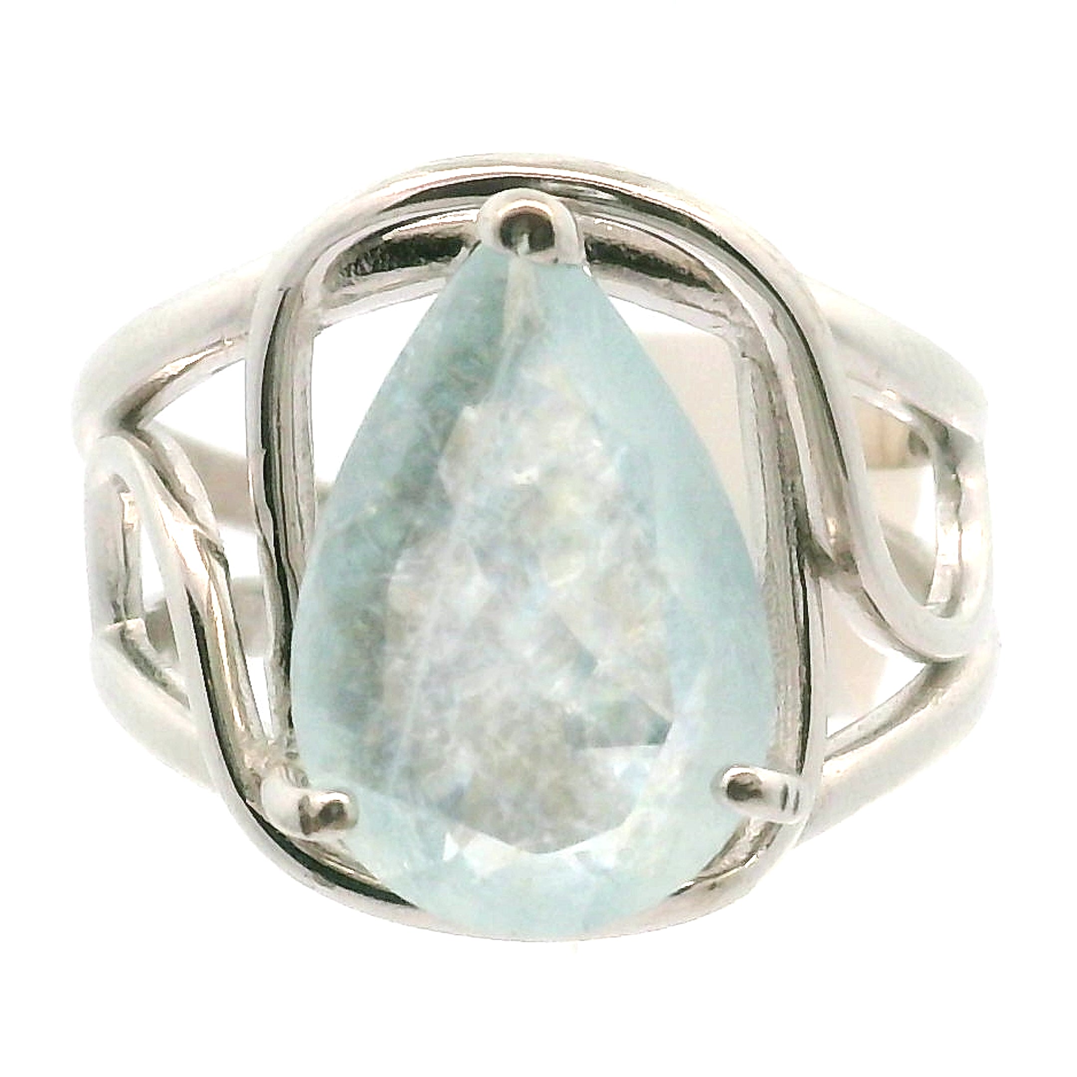 Shimmerine Aquamarine Cuff Ring .925 Silver for Allowing Your Truth & Individuality to Shine