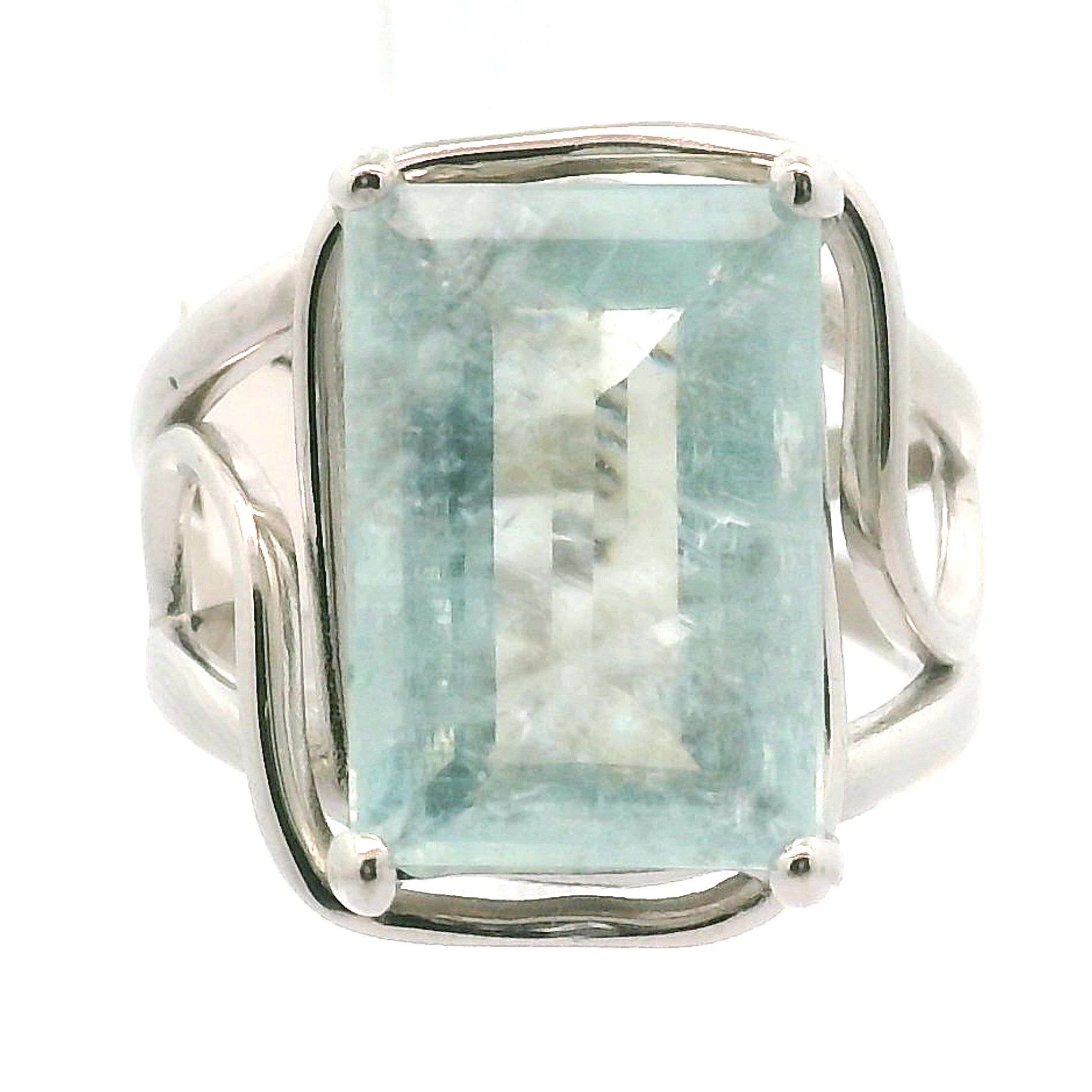 Shimmerine Aquamarine Cuff Ring .925 Silver for Allowing Your Truth & Individuality to Shine