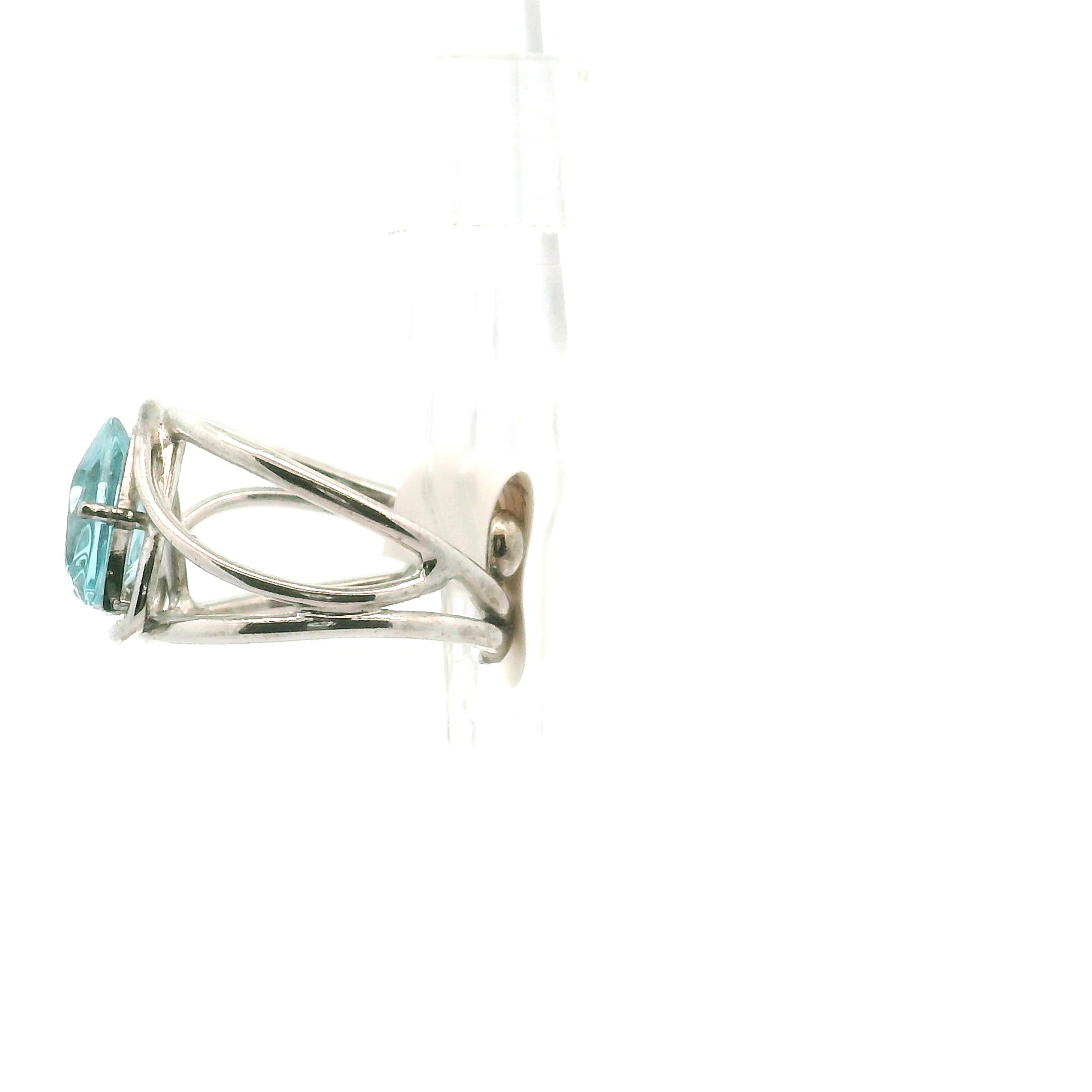 Blue Topaz (Heated) Cuff Ring .925 Silver for Higher Levels of Awareness, Peaceful Communication and Clarity