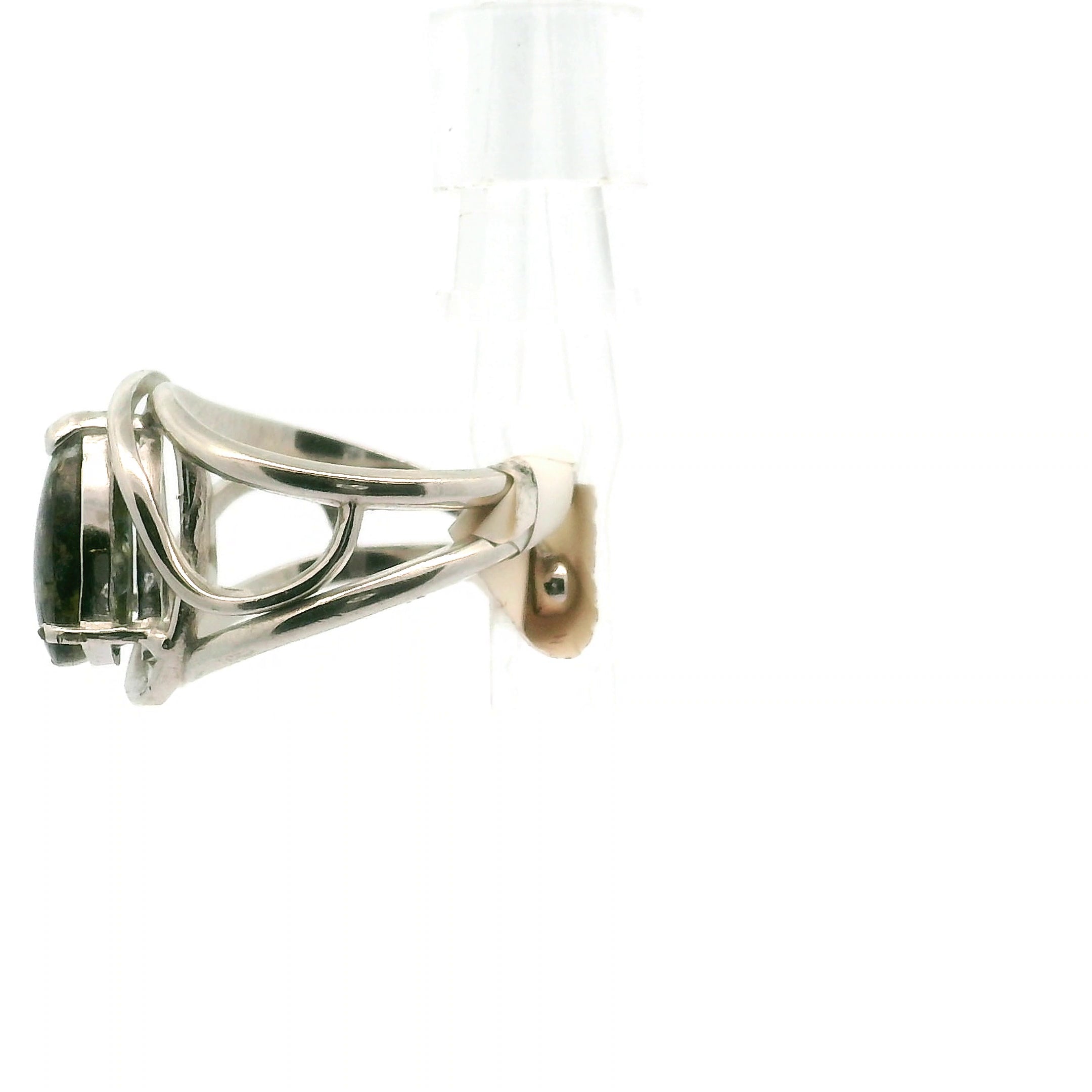Dendritic Aquamarine with Lemonite Cuff Ring .925 Silver for Enhancing Courage and Intuition